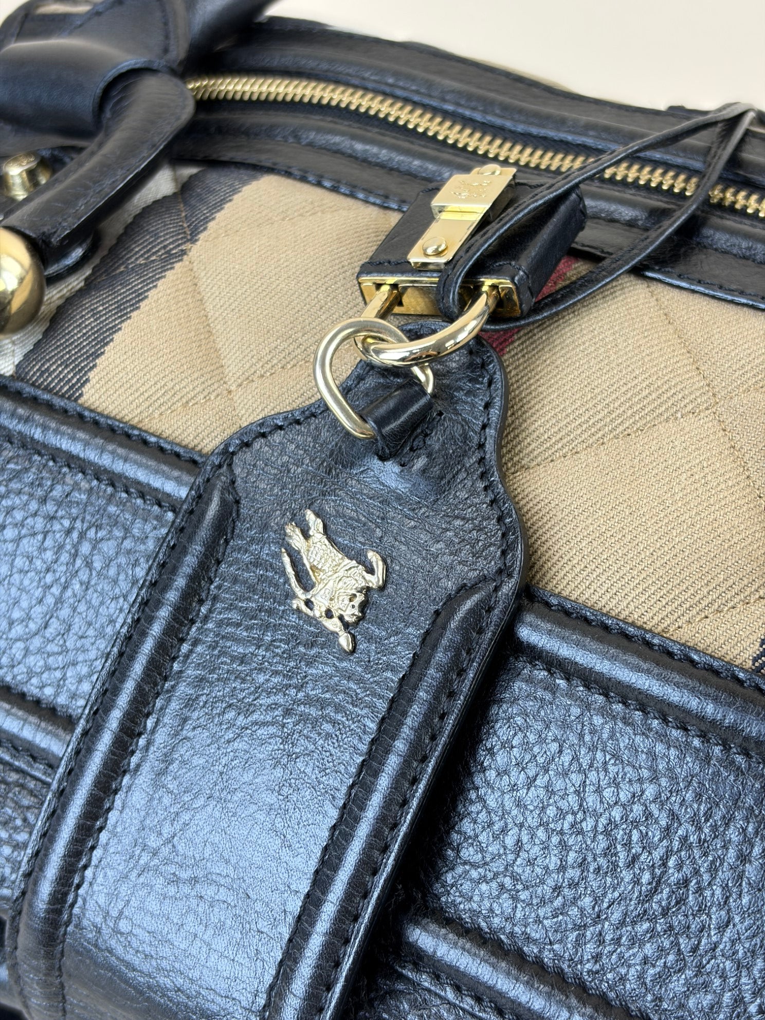 Burberry Black Manor house check Tote Bag