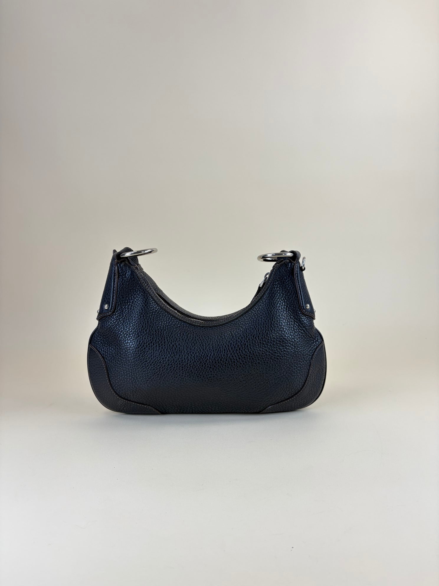 prada zip black shoulder hobo bag