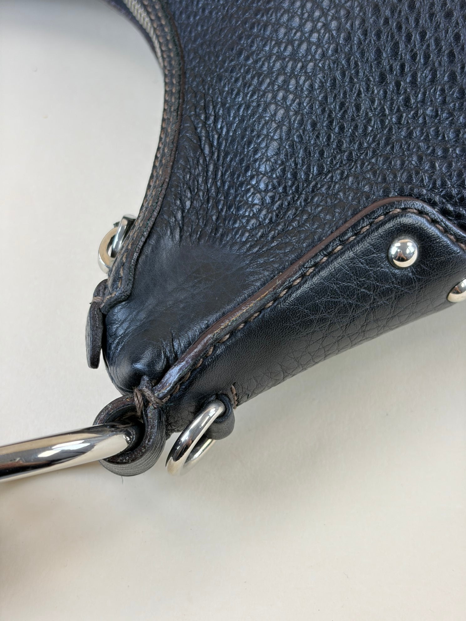 prada zip black shoulder hobo bag