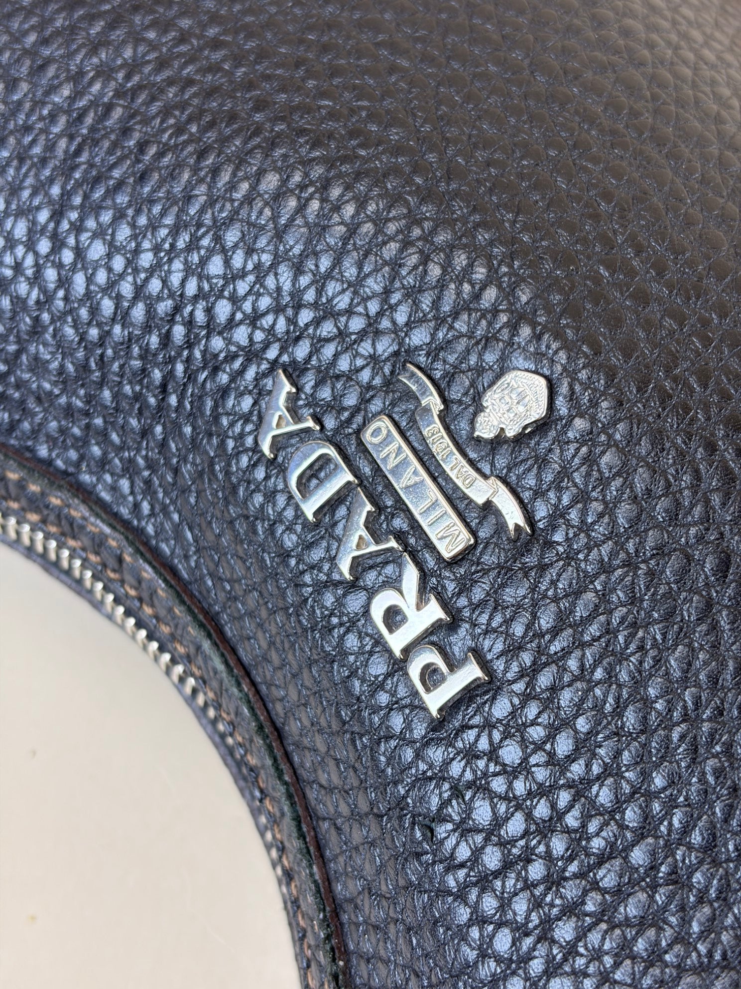 prada zip black shoulder hobo bag