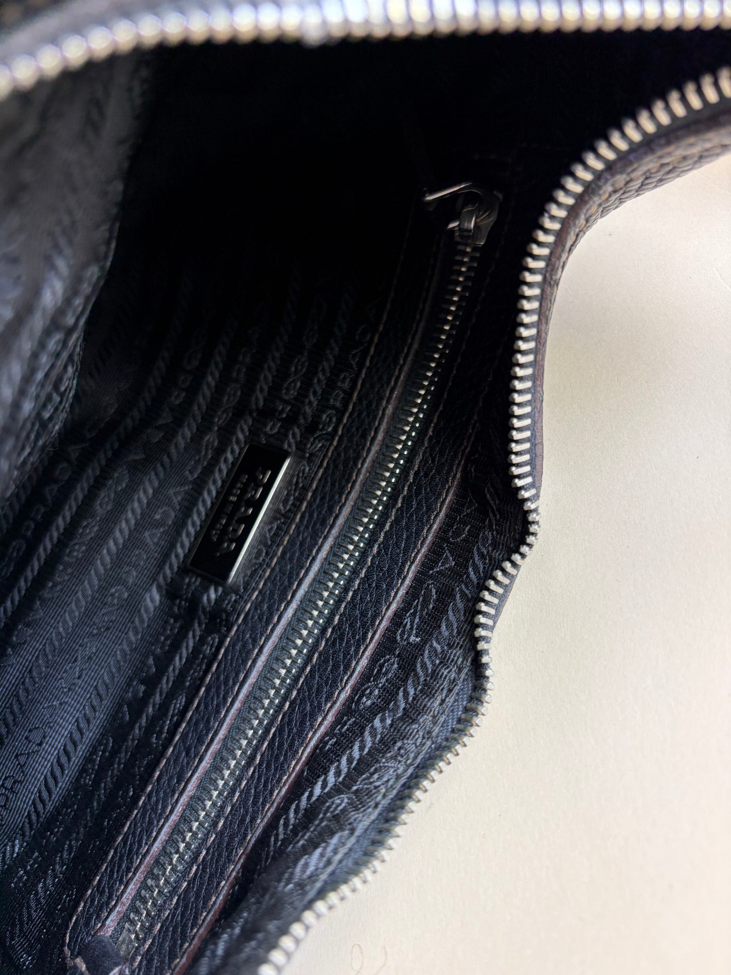 prada zip black shoulder hobo bag
