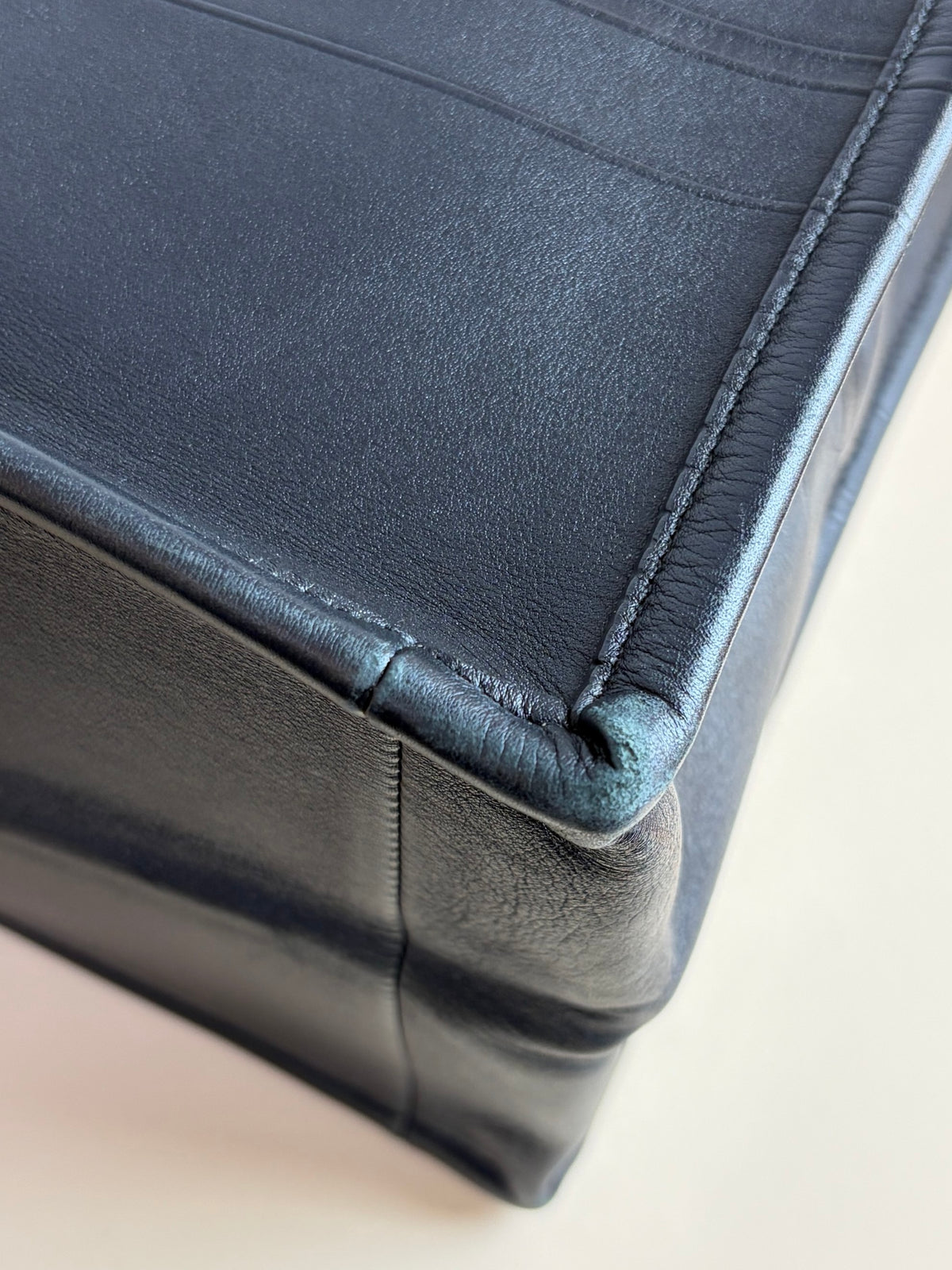 Christian Dior medium black calfskin embossed book tote bag