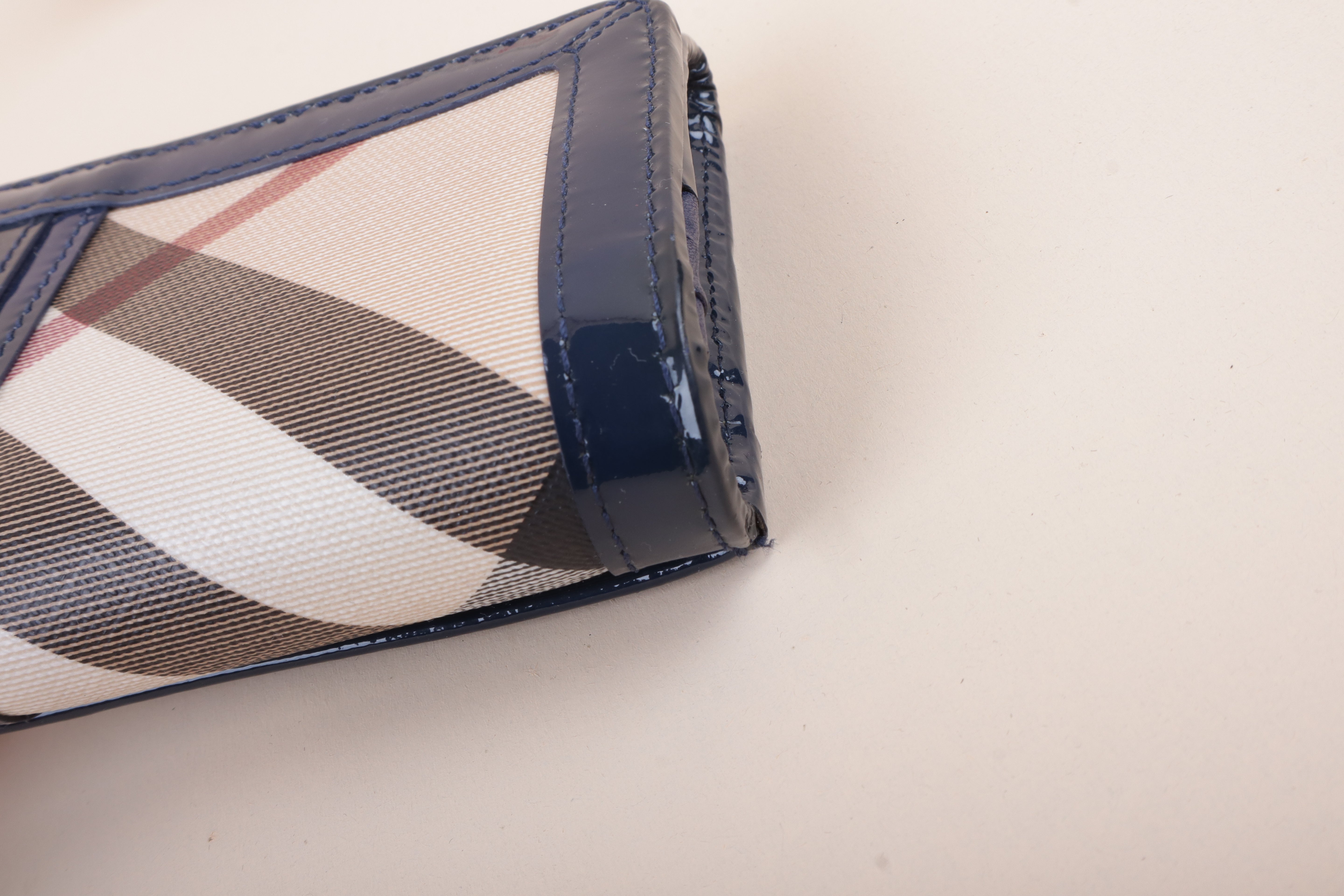 Burberry Navy Blue Molly Continental Nova Check Long Wallet