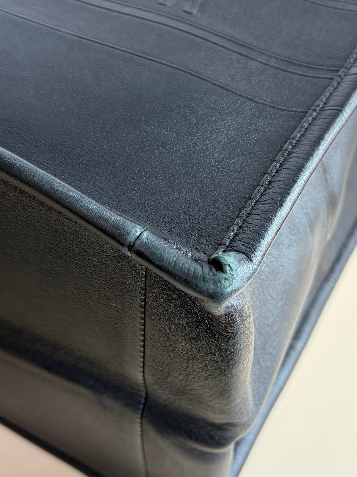 Christian Dior medium black calfskin embossed book tote bag