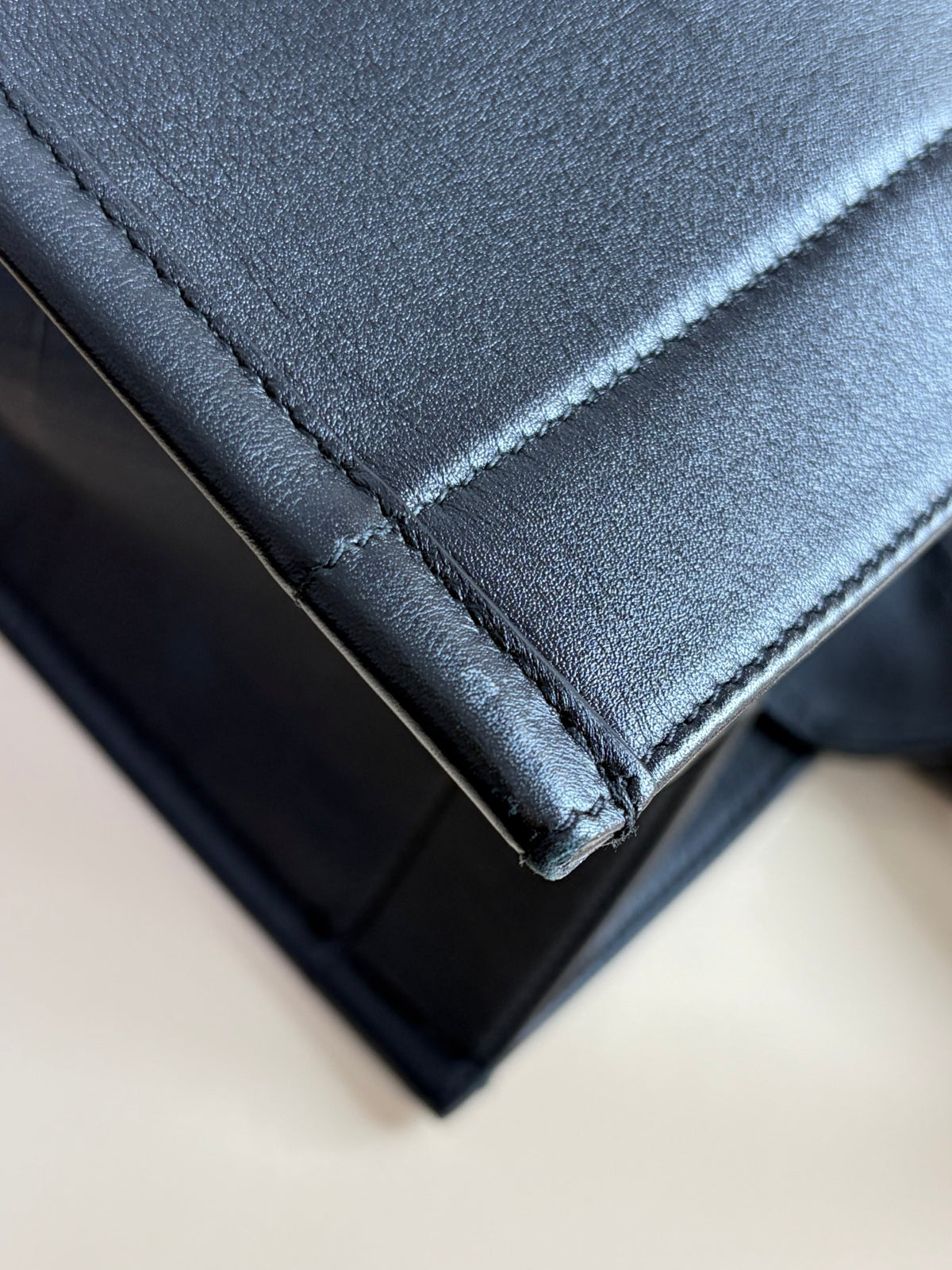 Christian Dior medium black calfskin embossed book tote bag