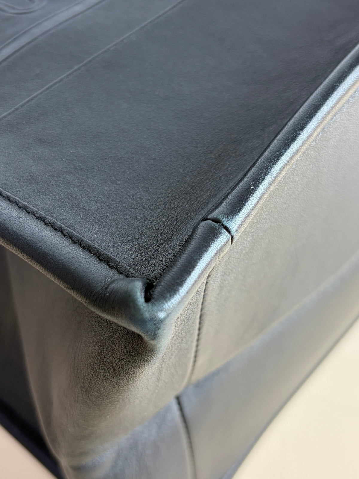 Christian Dior medium black calfskin embossed book tote bag