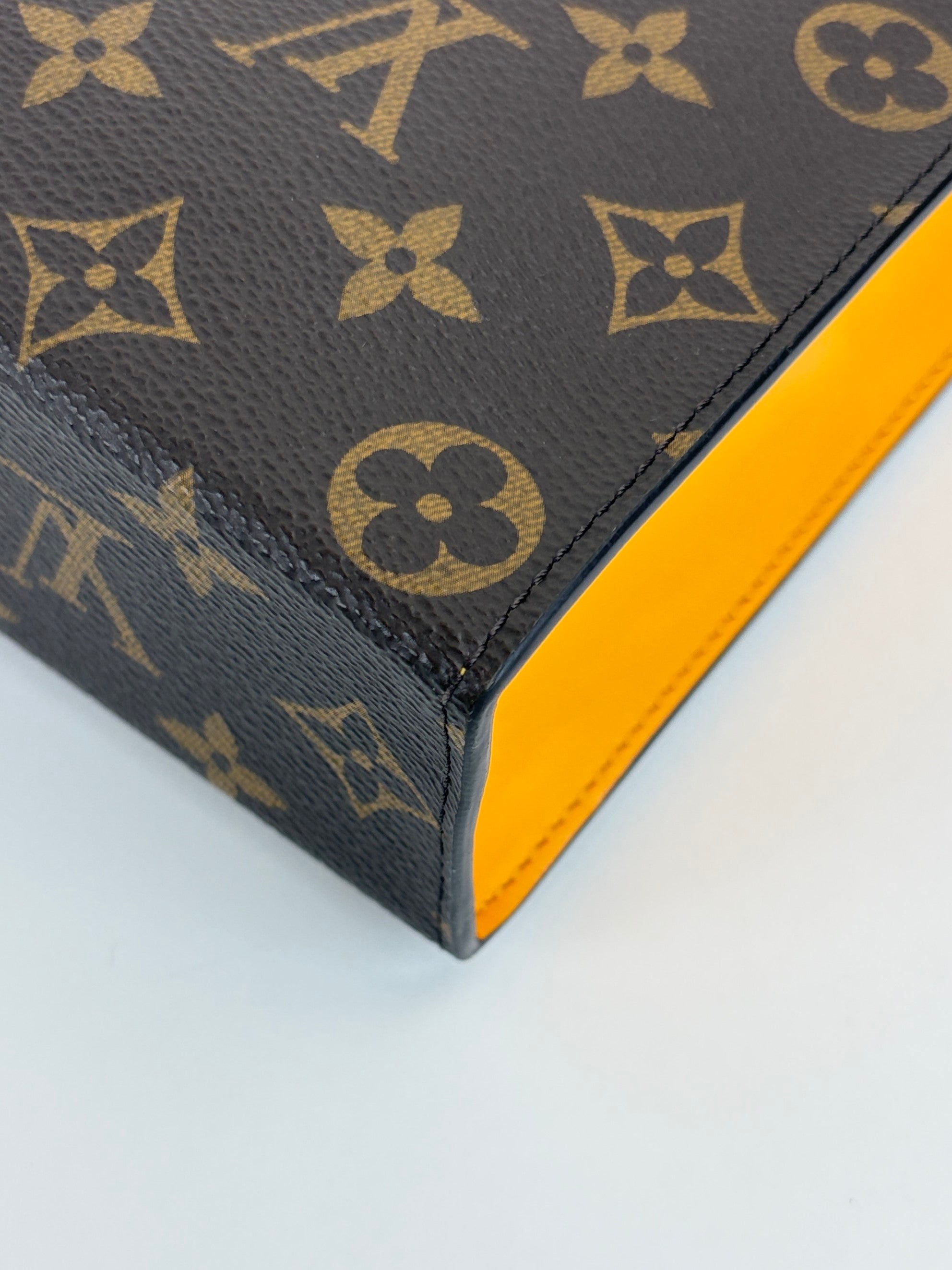 louis Vuitton Safran yellow/monogram macassar canvas voyage MM pochette