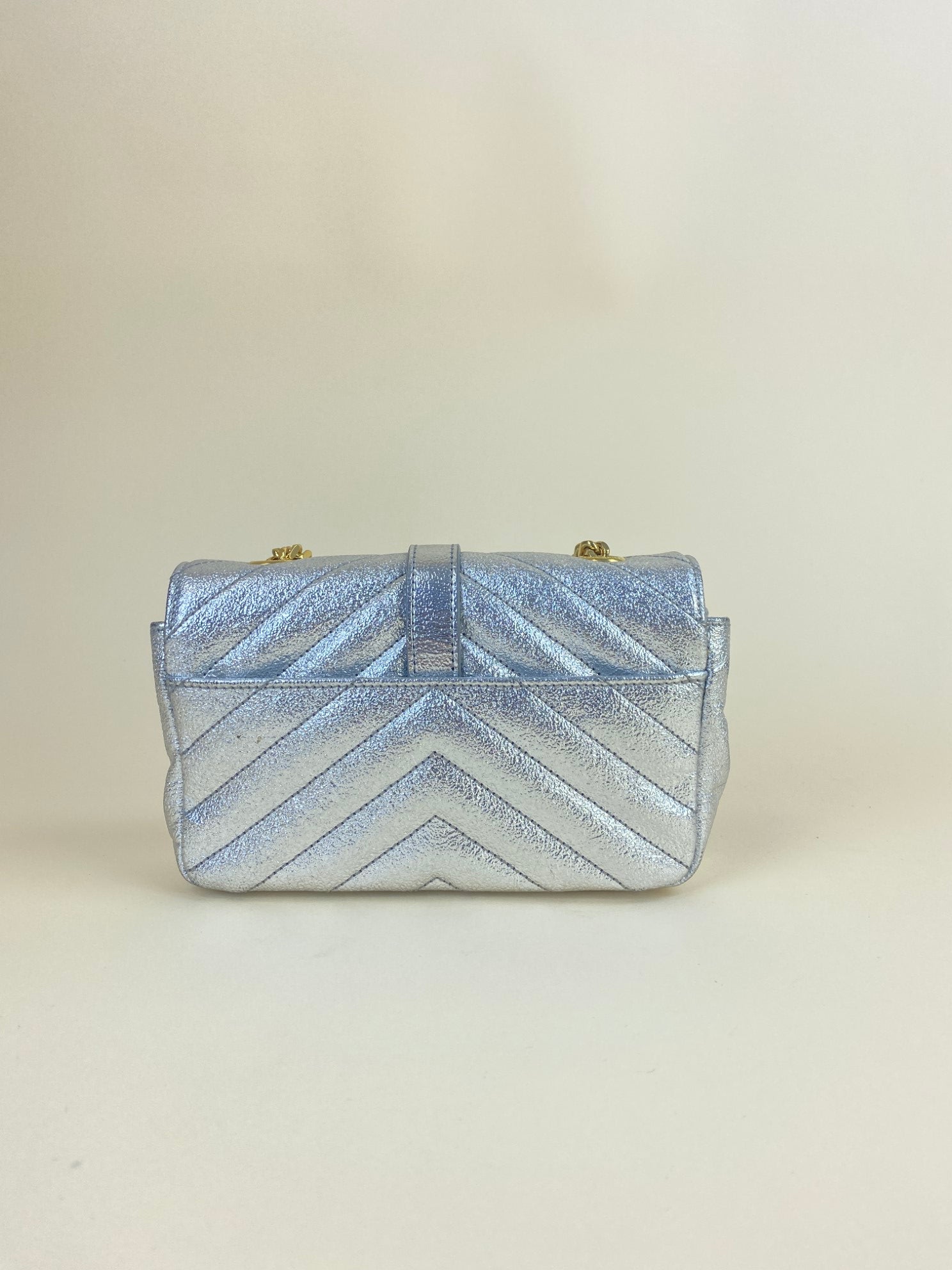 YSL chevron classic monogram metallic leather