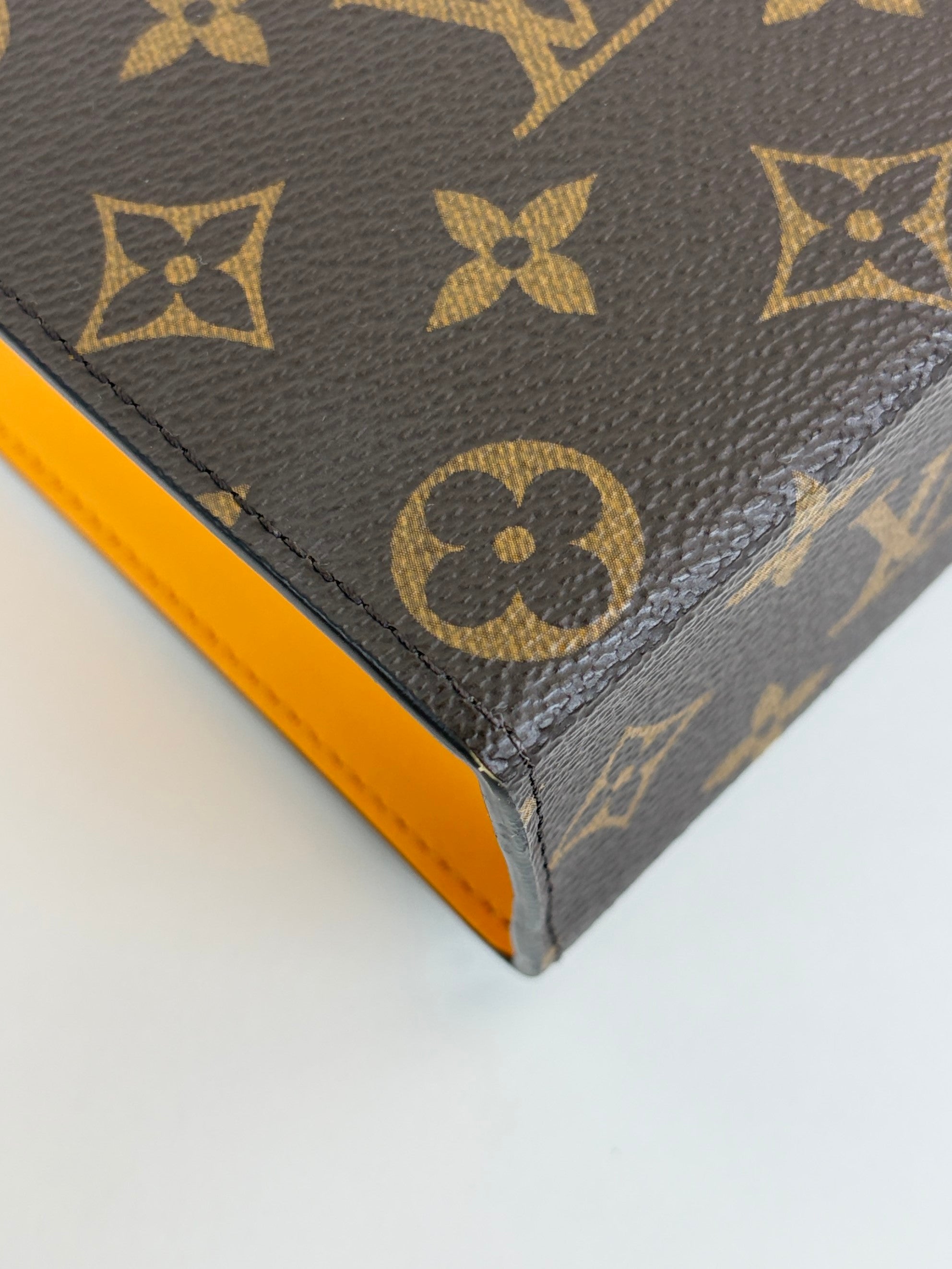 louis Vuitton Safran yellow/monogram macassar canvas voyage MM pochette