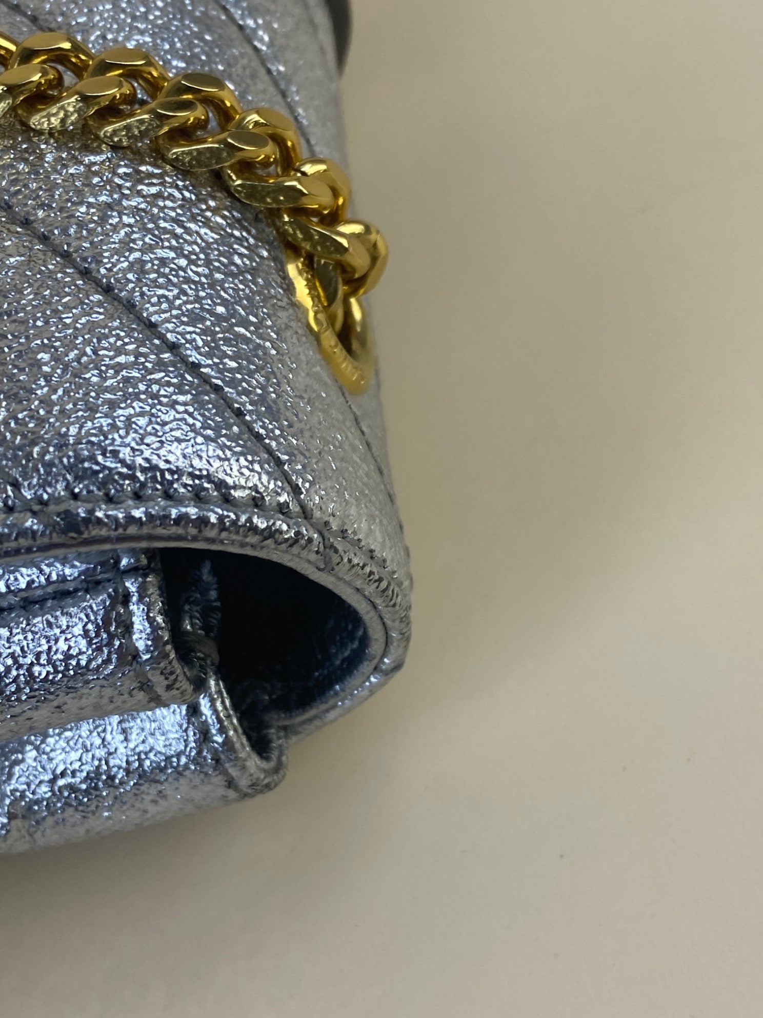 YSL chevron classic monogram metallic leather