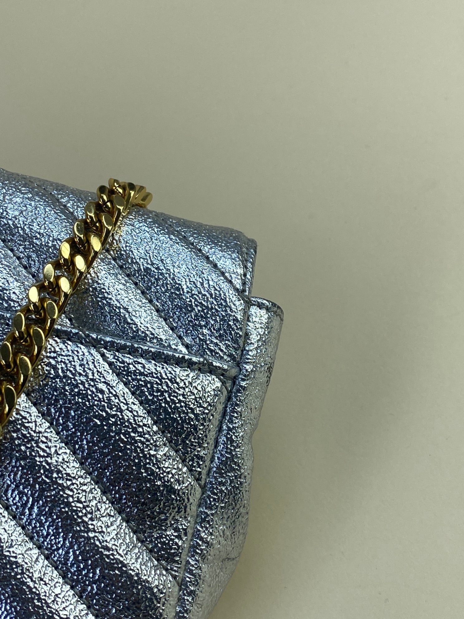 YSL chevron classic monogram metallic leather