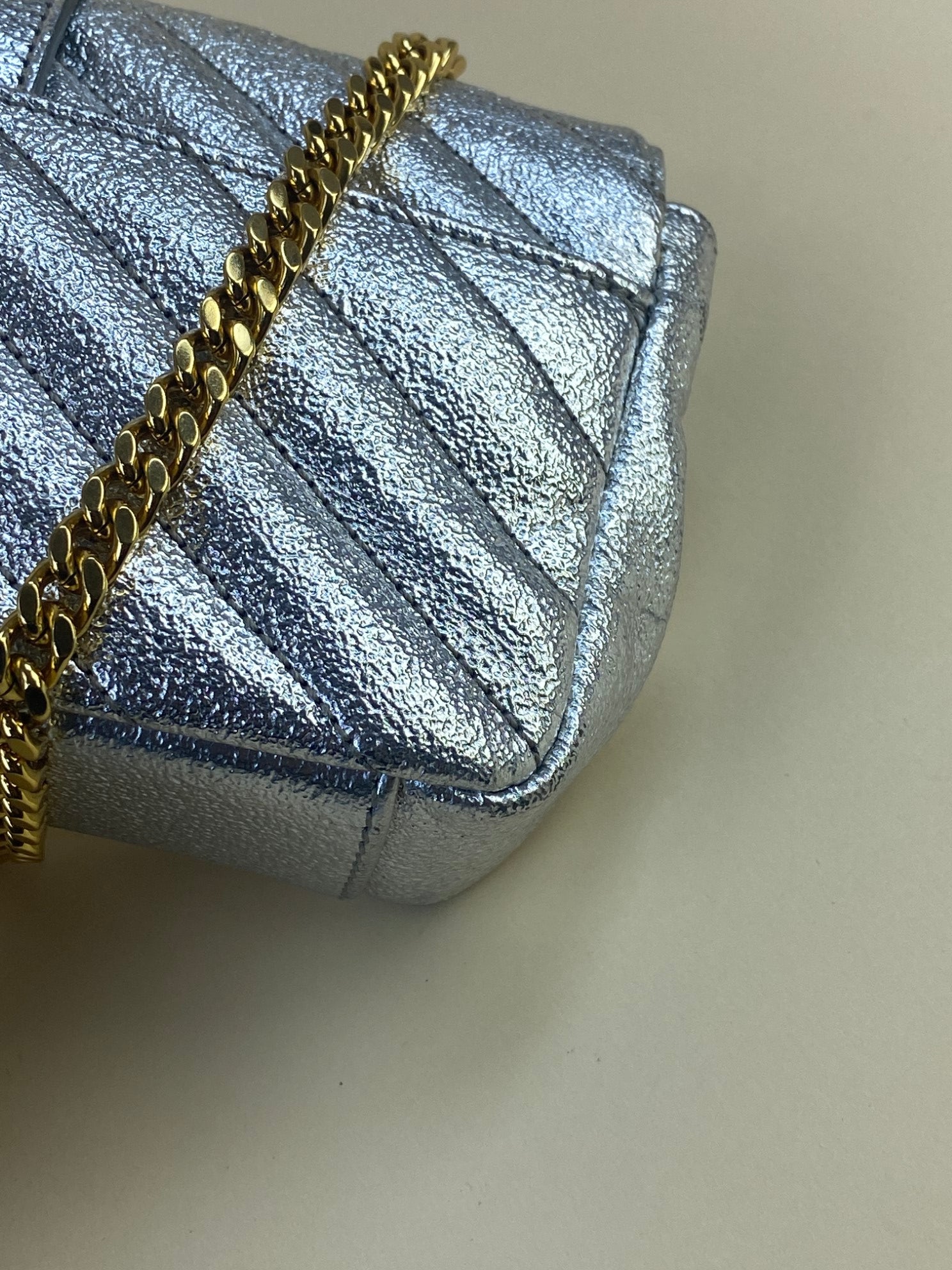 YSL chevron classic monogram metallic leather