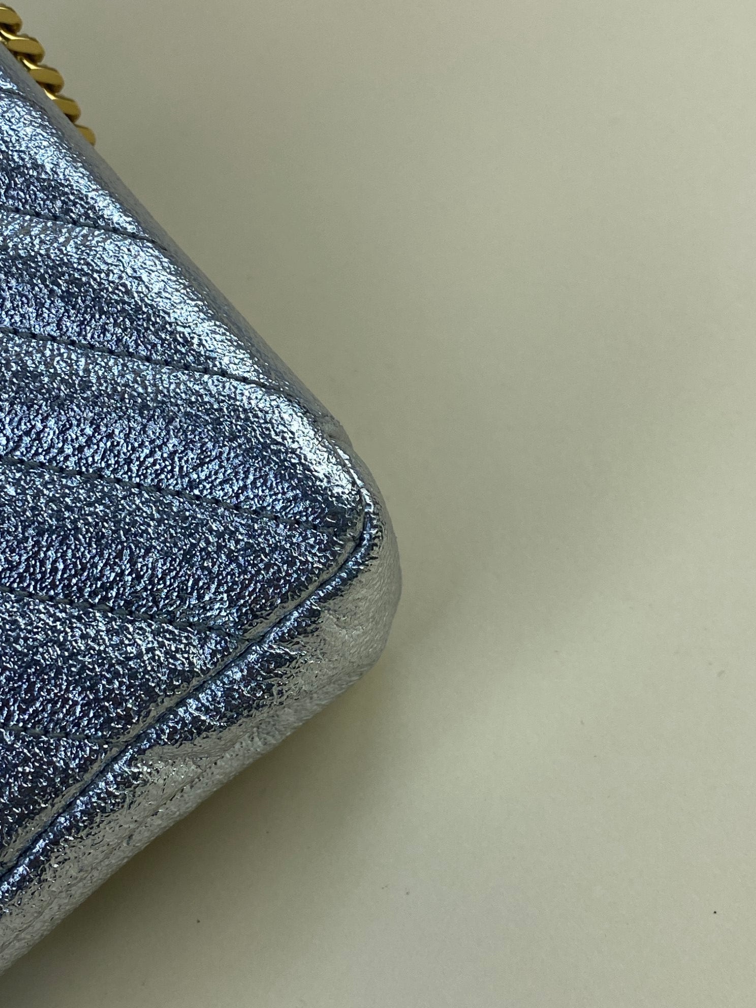 YSL chevron classic monogram metallic leather