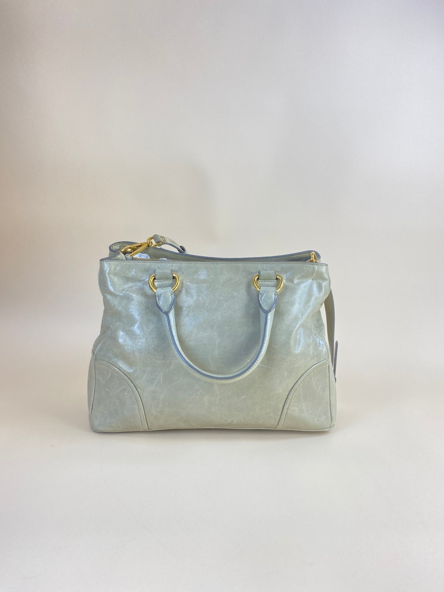 Prada Vitello shine shopping satchel tote bag