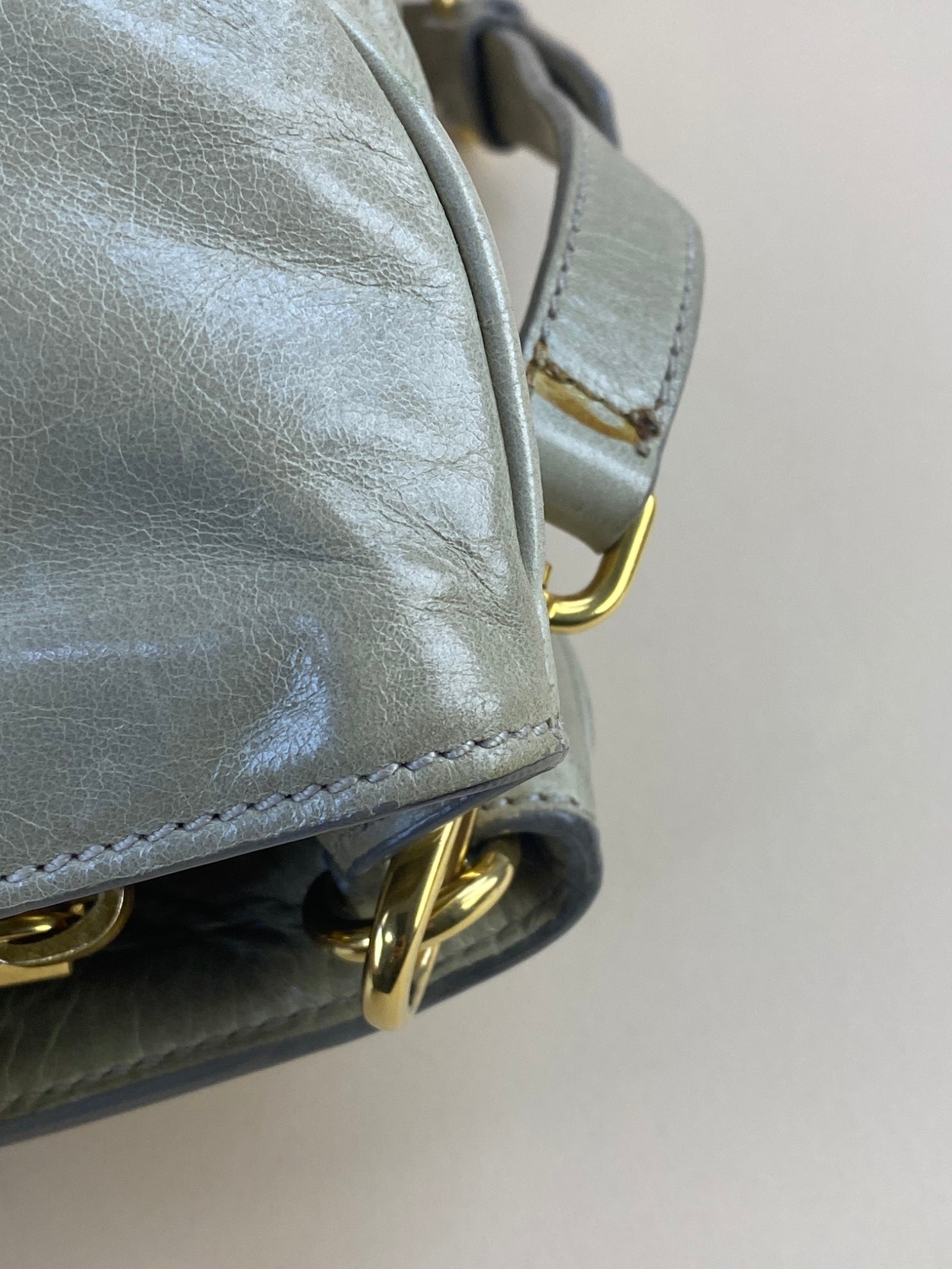 Prada Vitello shine shopping satchel tote bag