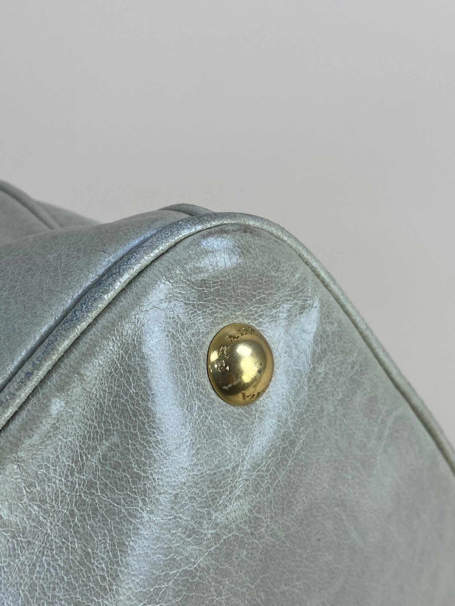 Prada Vitello shine shopping satchel tote bag