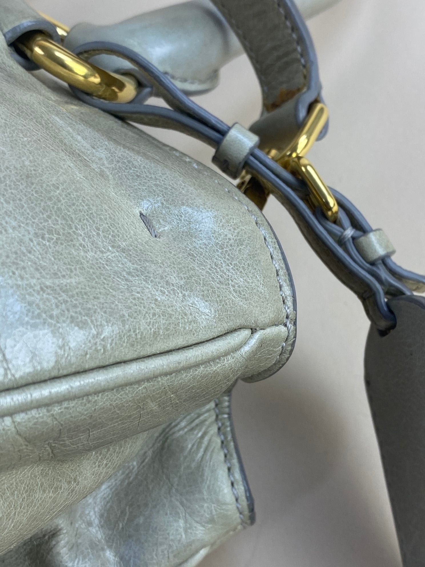 Prada Vitello shine shopping satchel tote bag