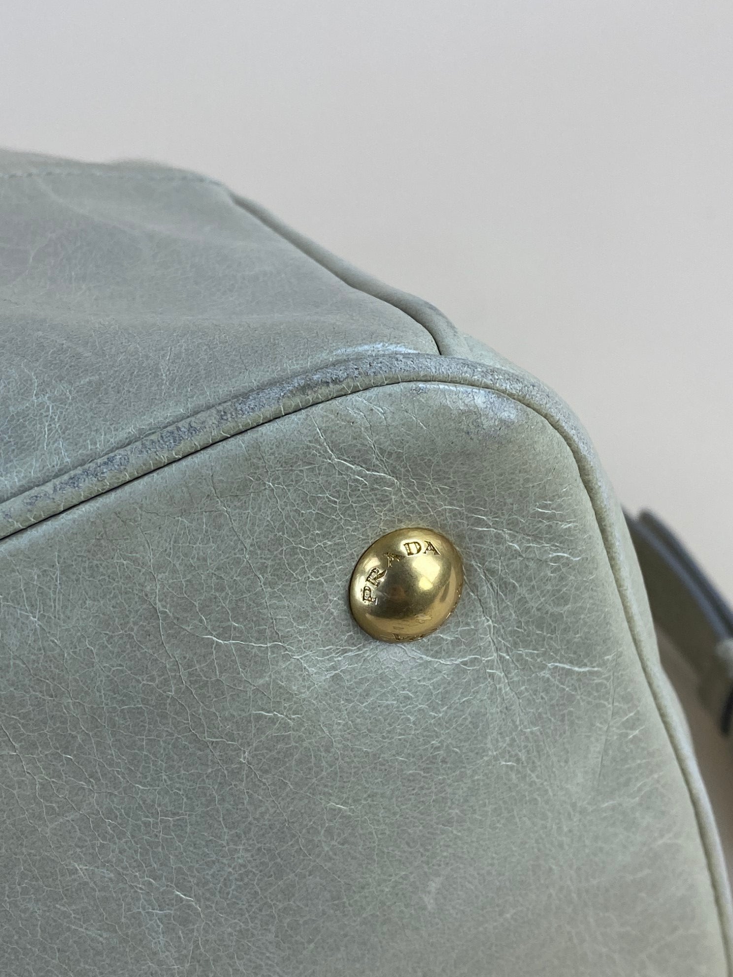 Prada Vitello shine shopping satchel tote bag