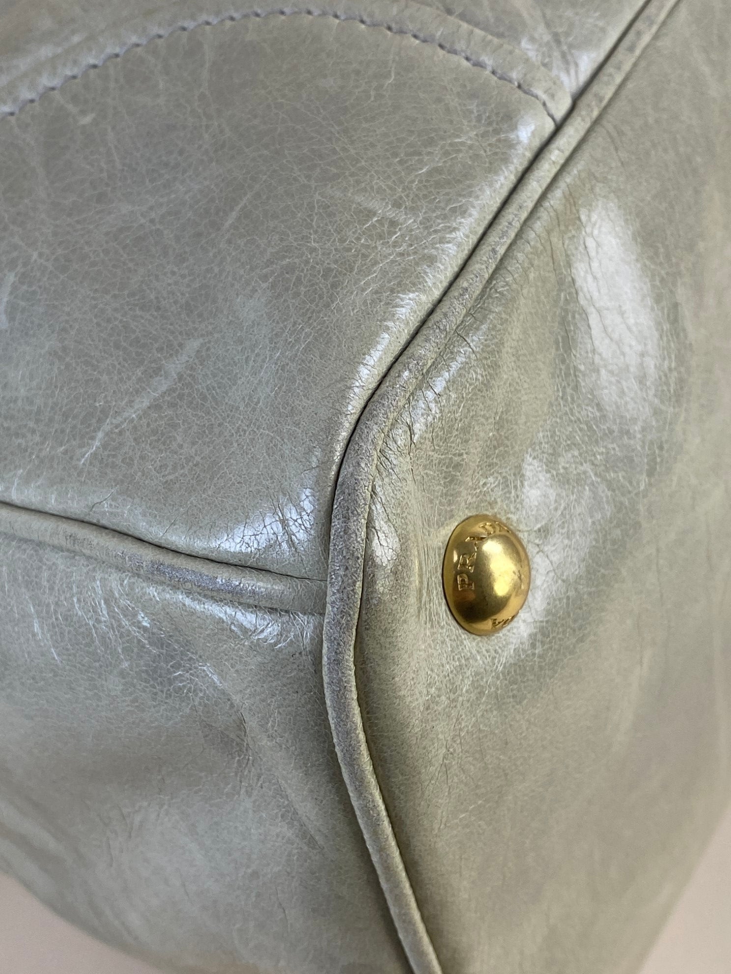 Prada Vitello shine shopping satchel tote bag