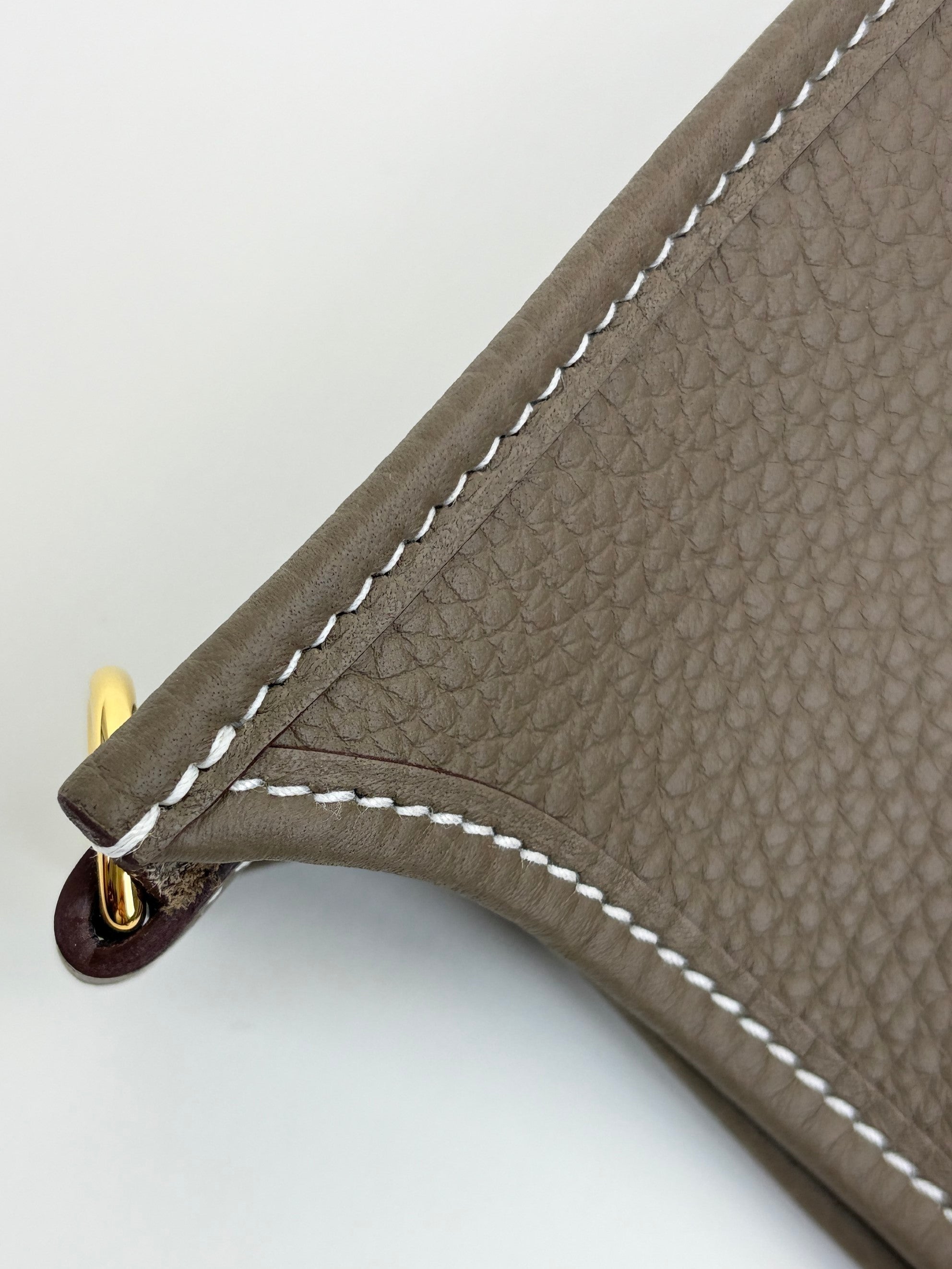 Hermes Etoupe taurillon Clemence leather Evelyne 16 amazone bag
