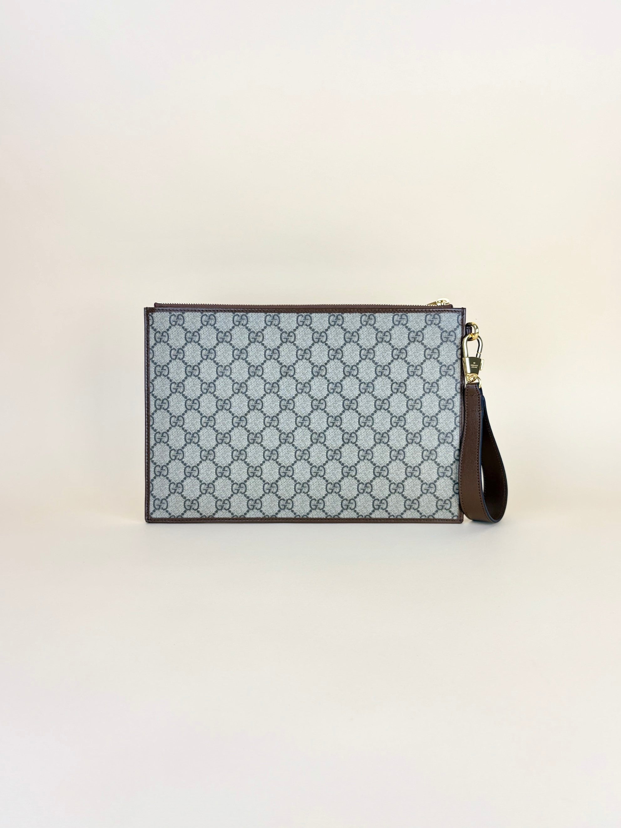 Gucci Brown GG Zip Pouch with Holder