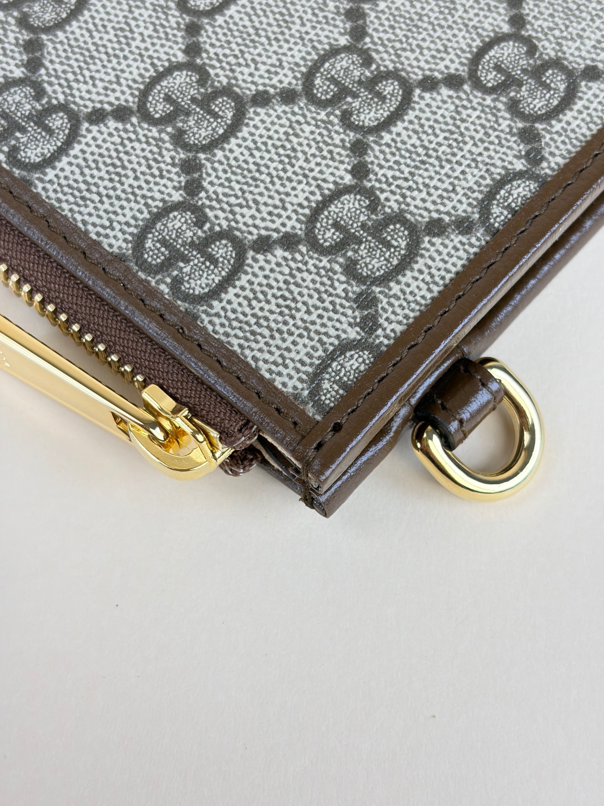 Gucci Brown GG Zip Pouch with Holder