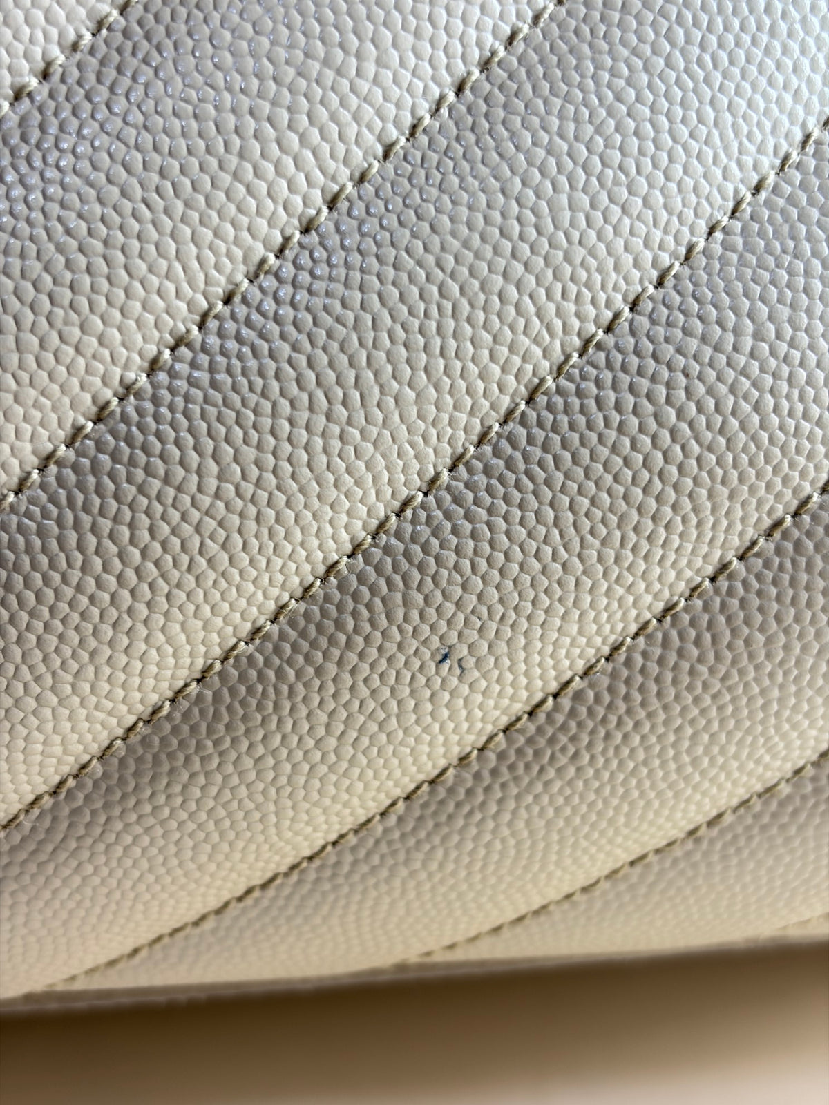 YSL dark beige grain de pouder leather monogram shopping bag