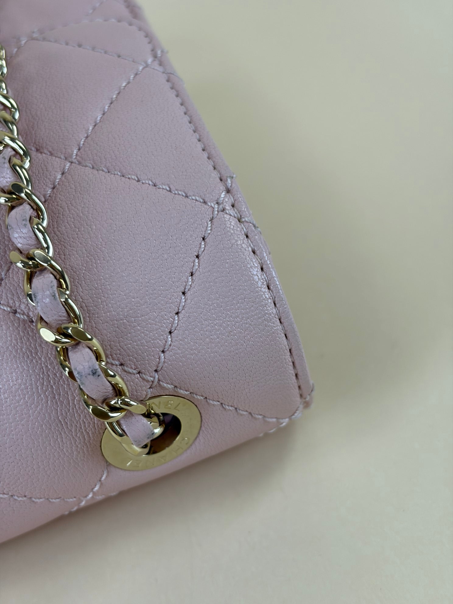 CHANEL quilted sheepskin leather beauty lock pink flap bag