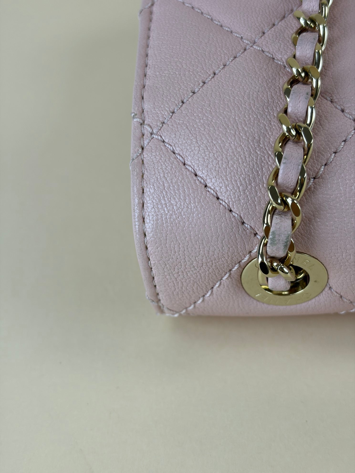 CHANEL quilted sheepskin leather beauty lock pink flap bag