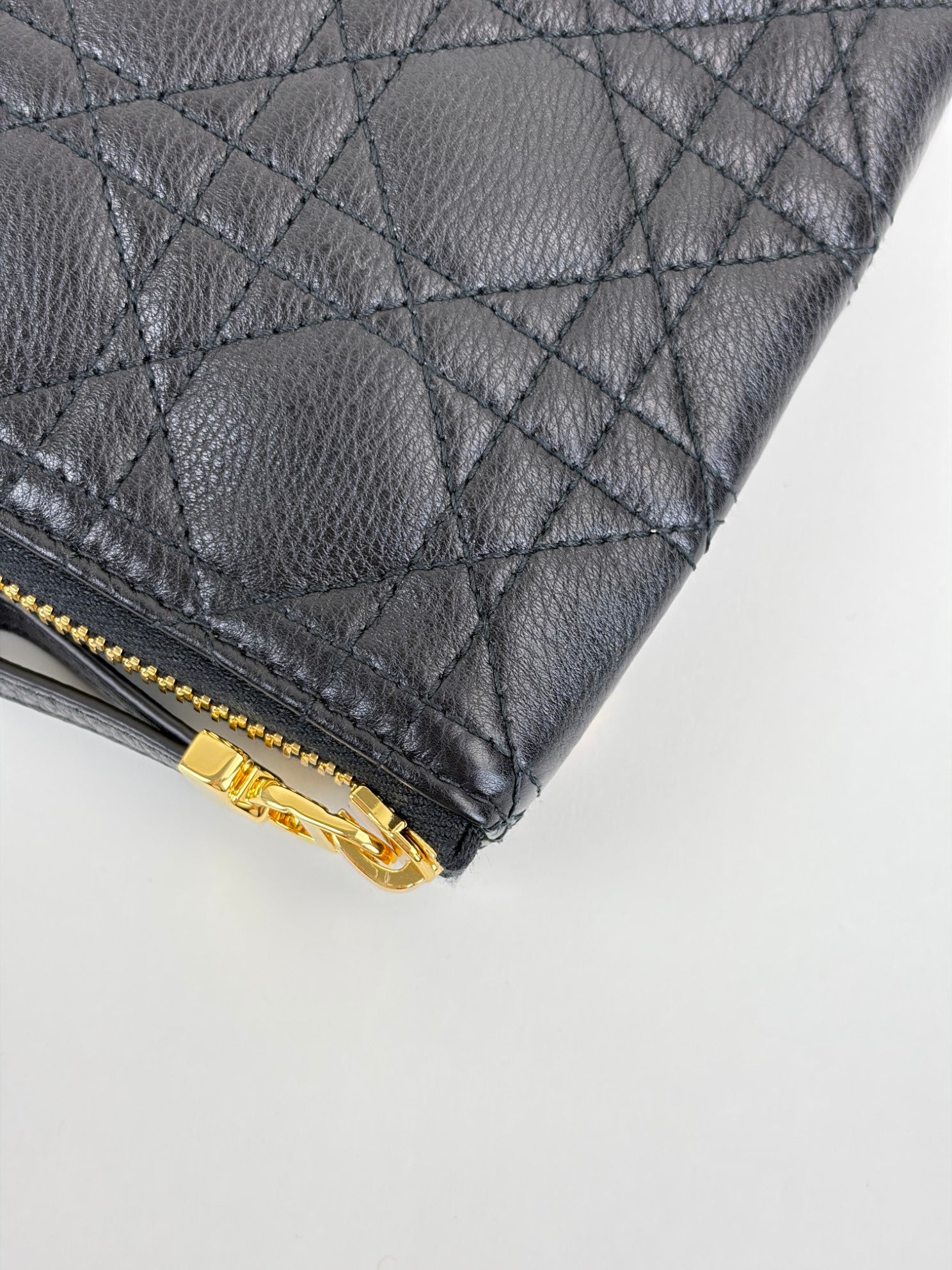 Dior black supple cannage calfskin medium caro daily pouch
