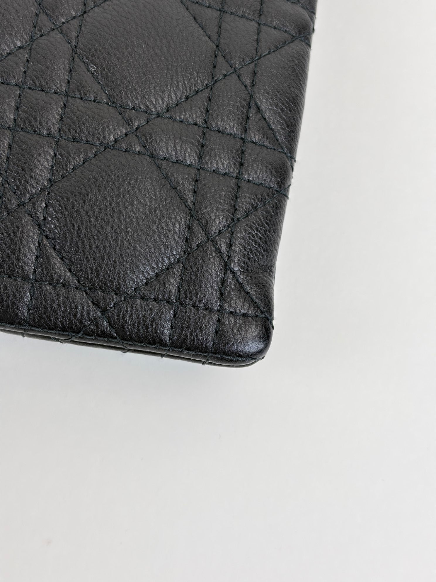 Dior black supple cannage calfskin medium caro daily pouch