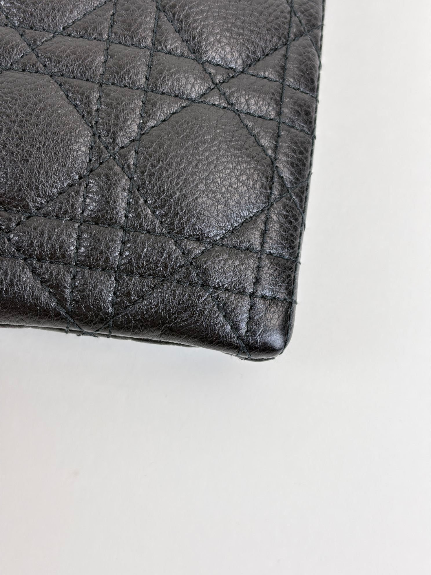 Dior black supple cannage calfskin medium caro daily pouch