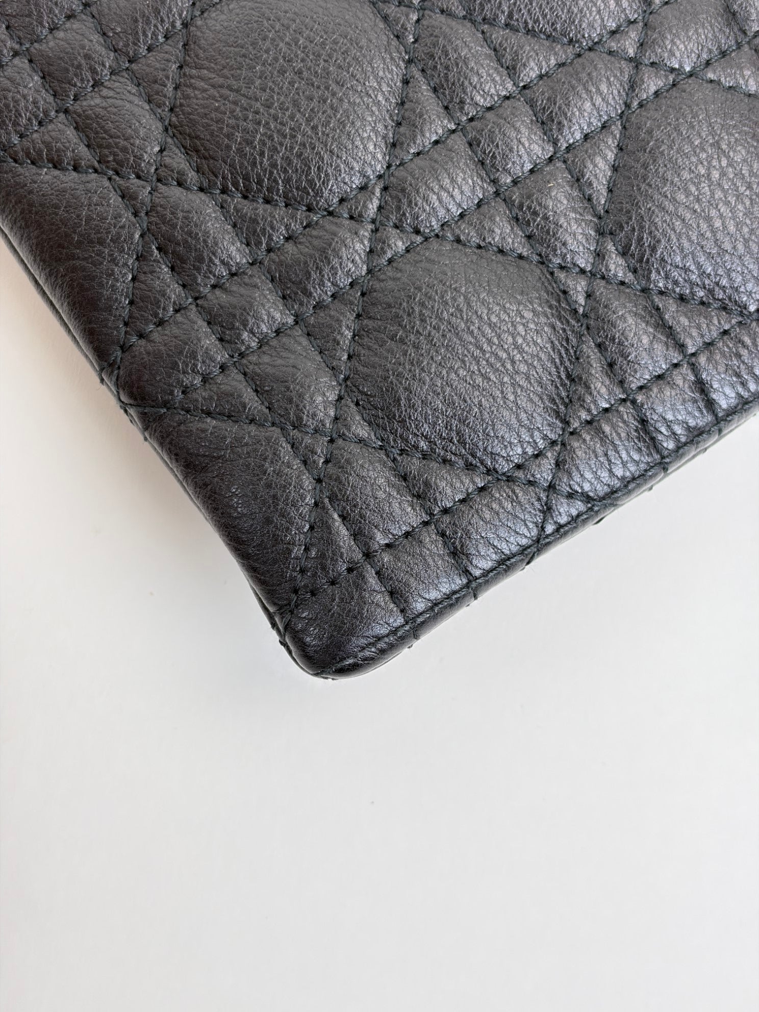 Dior black supple cannage calfskin medium caro daily pouch