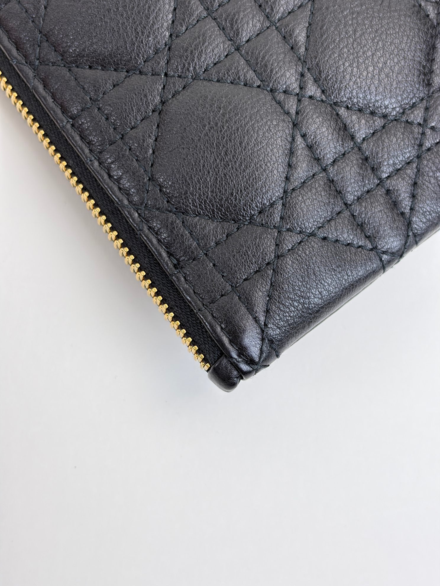 Dior black supple cannage calfskin medium caro daily pouch