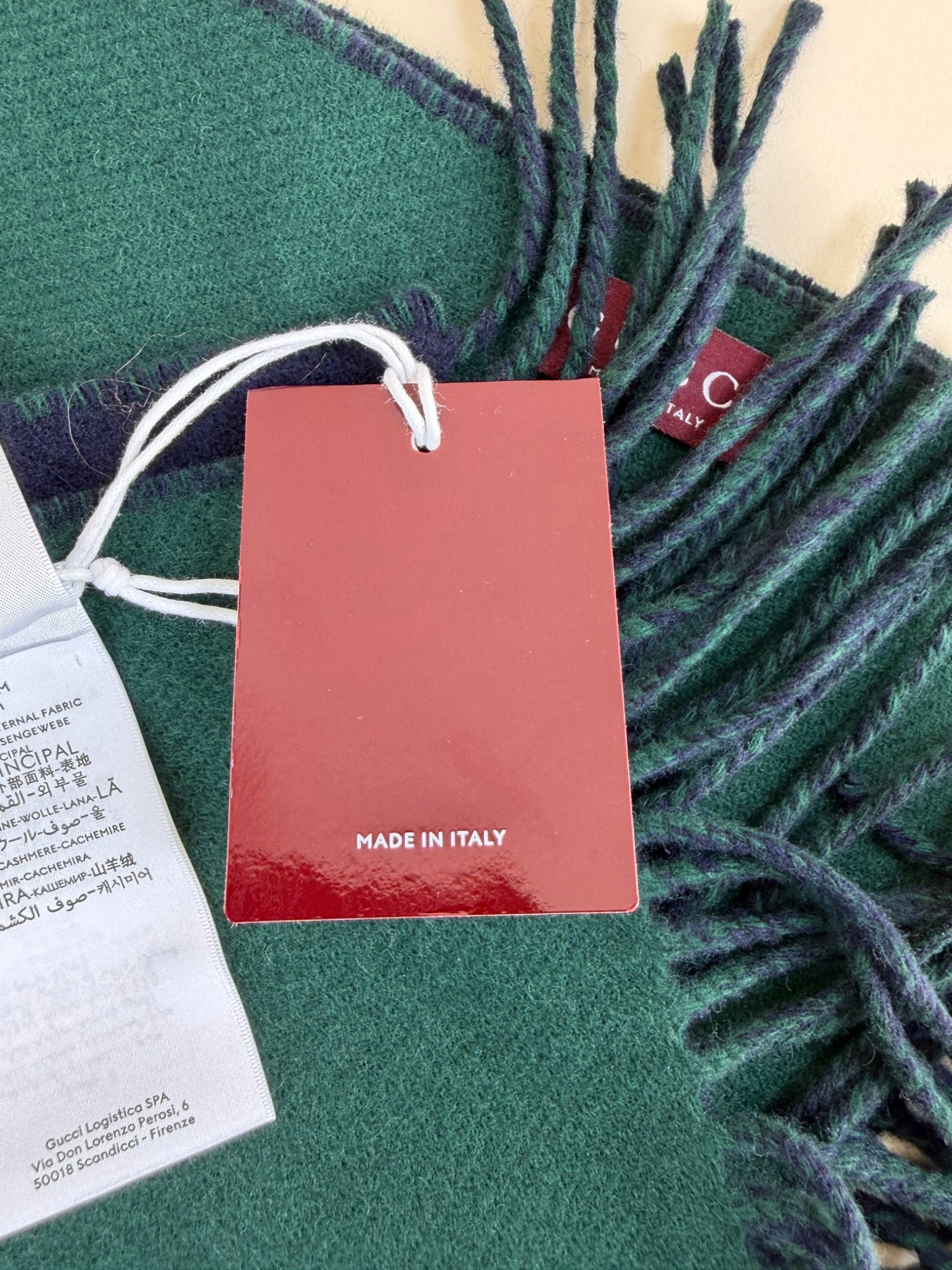 Gucci Bicolor Cashmere with Gucci Logo Wool Scarf