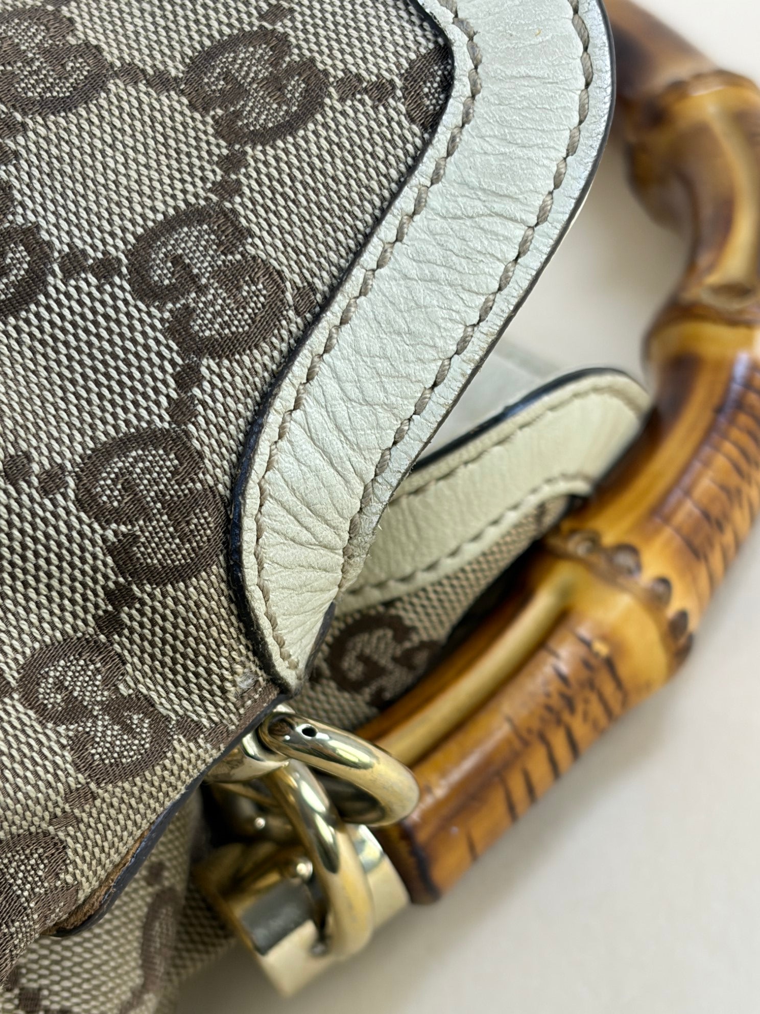 Gucci Bicolor GG Bamboo Peggy Medium Hobo Bag