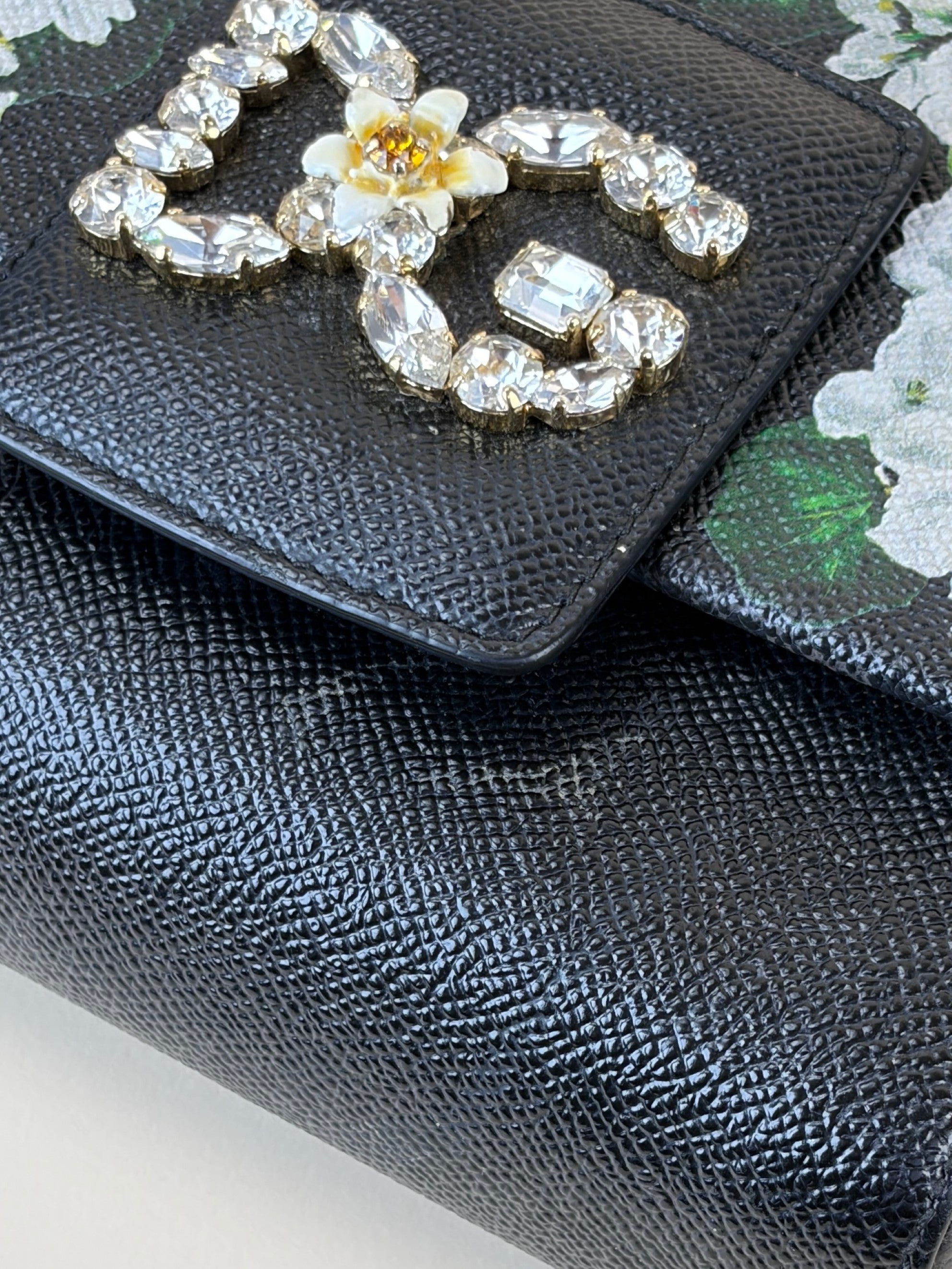 Dolce & Gabbana Lizard Embossed Crystal Embellished DG Millennials Crossbody Bag
