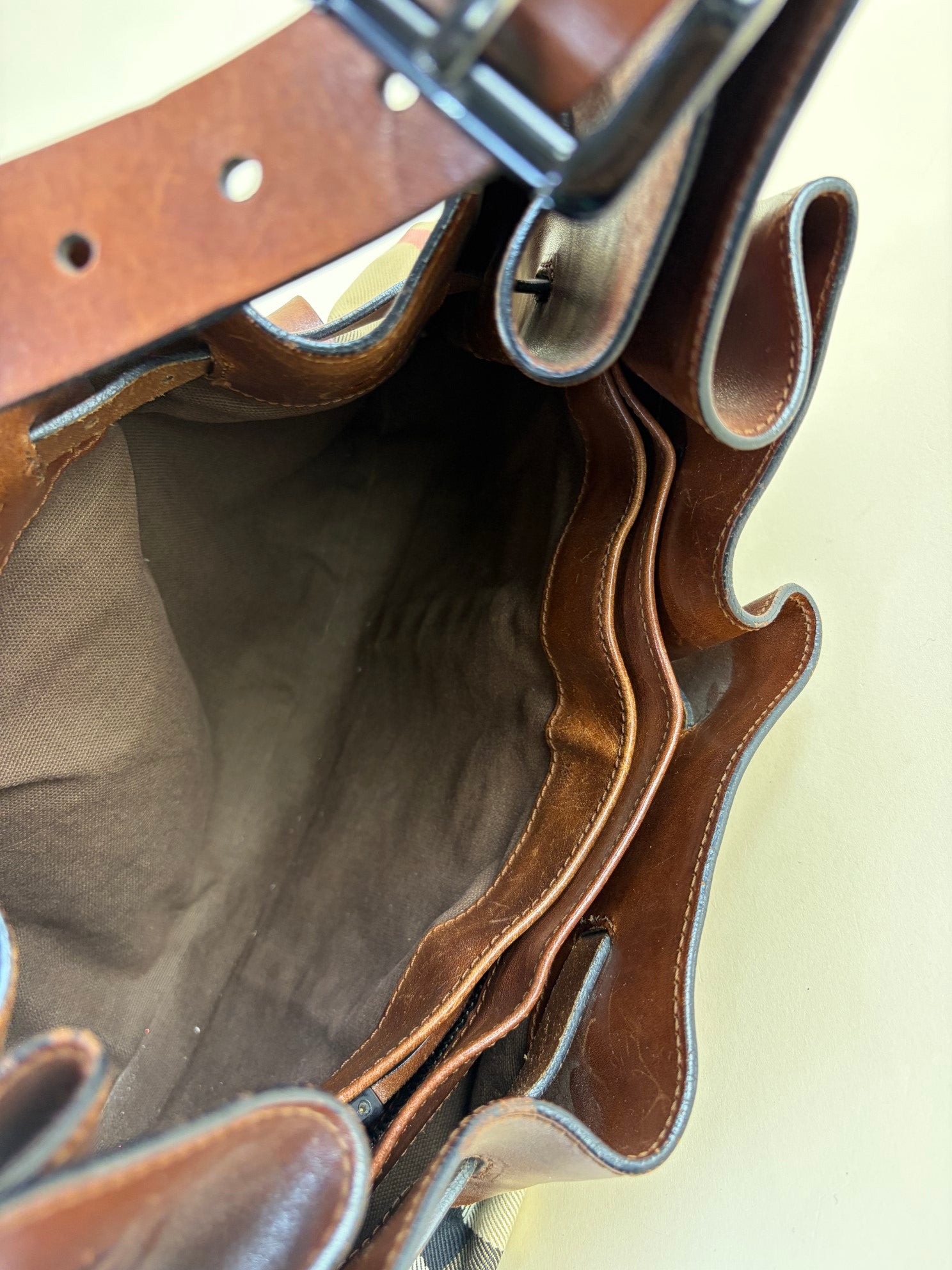 Burberry Bicolor Bridle Kenton Hobo House Check Shoulder Bag