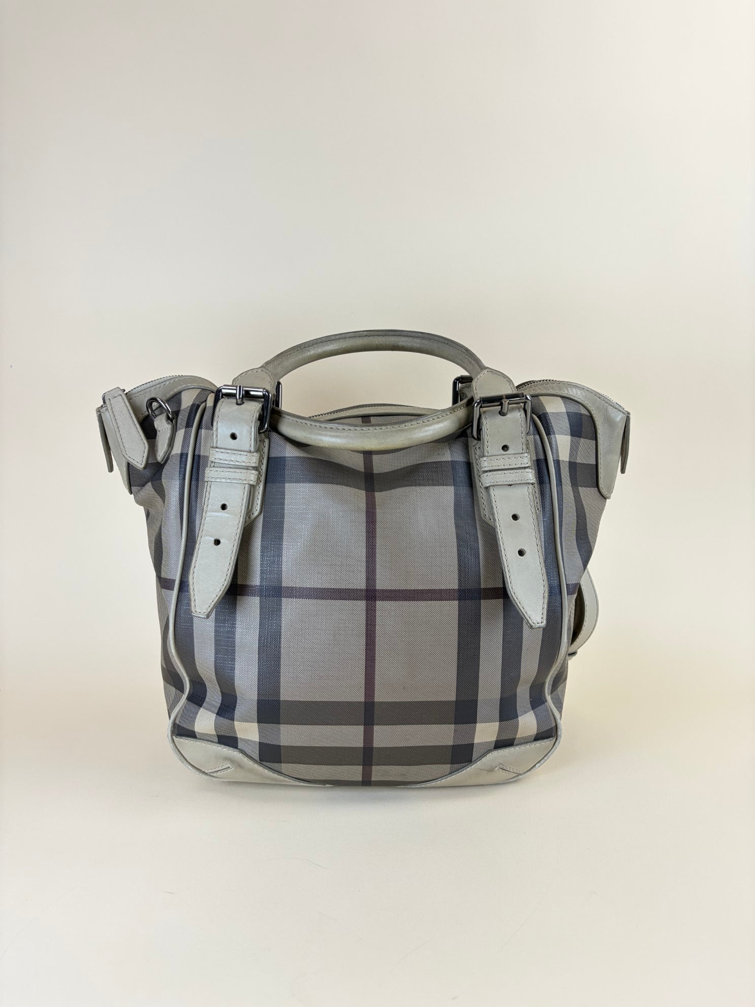 Burberry Beige Canterbury Smoked Check Tote Bag with Strap