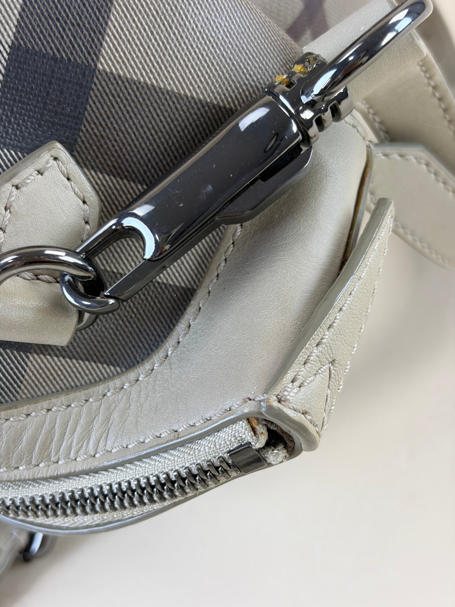 Burberry Beige Canterbury Smoked Check Tote Bag with Strap