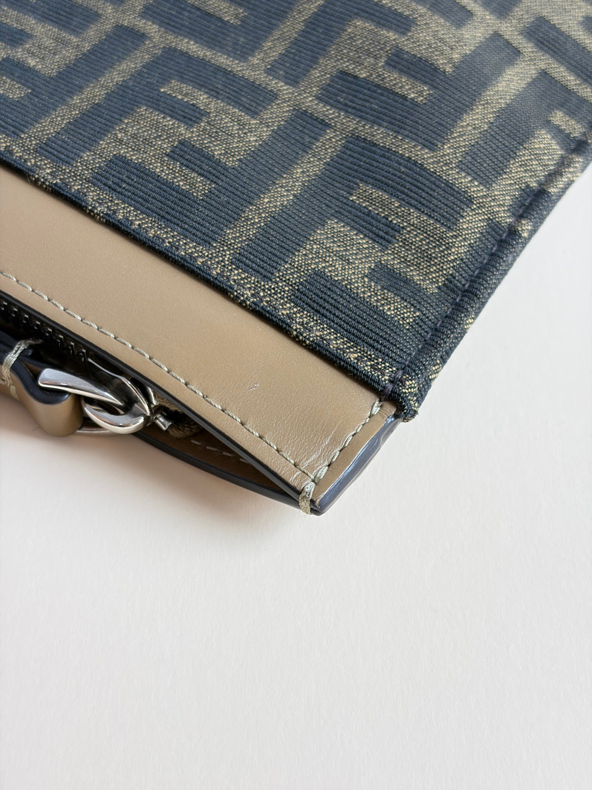Fendi Brown FF jacquard fabric large flap pouch