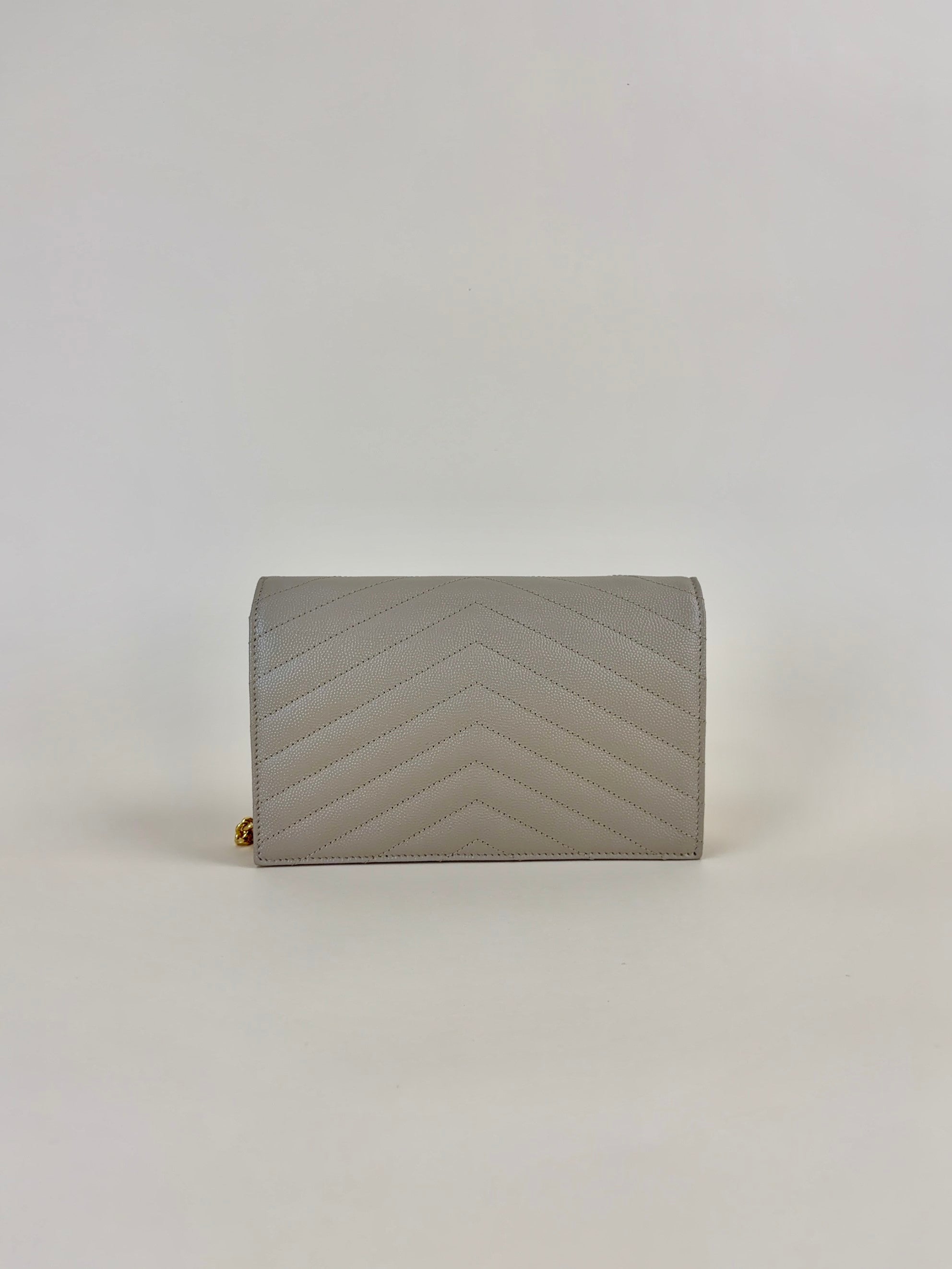 YSL Dark Beige Cassandre Envelope Wallet On Chain