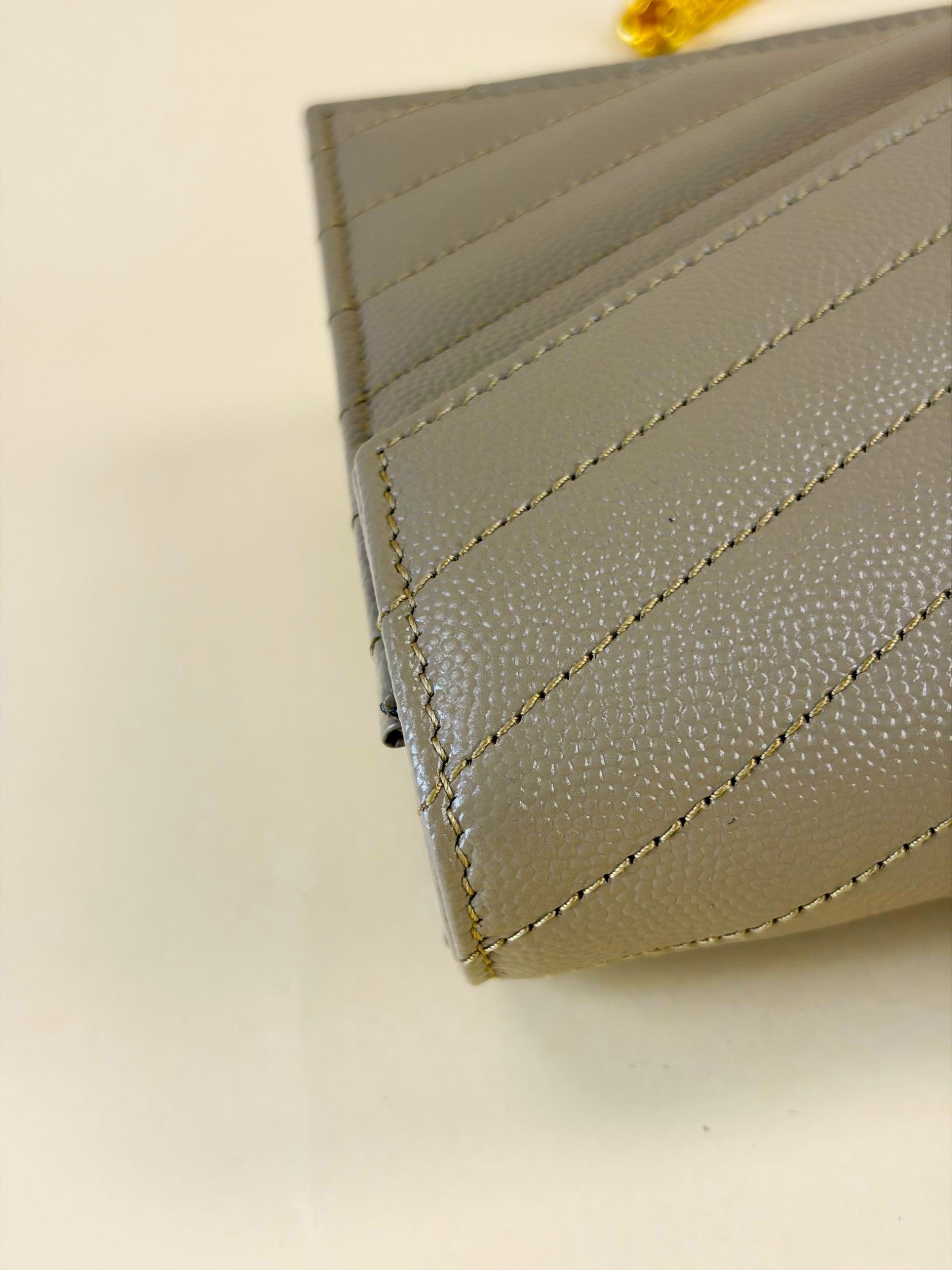 YSL Dark Beige Cassandre Envelope Wallet On Chain