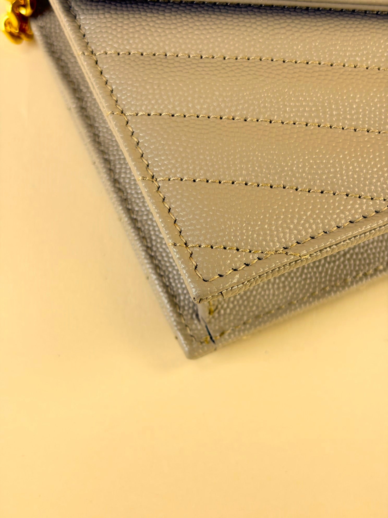 YSL Dark Beige Cassandre Envelope Wallet On Chain