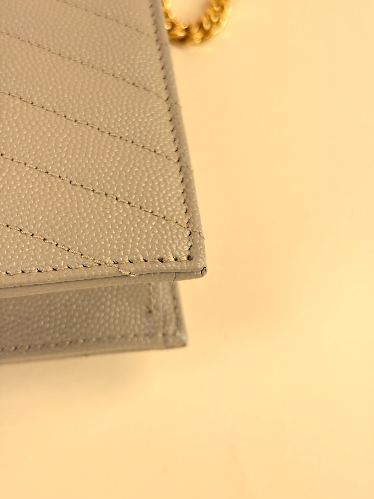 YSL Dark Beige Cassandre Envelope Wallet On Chain