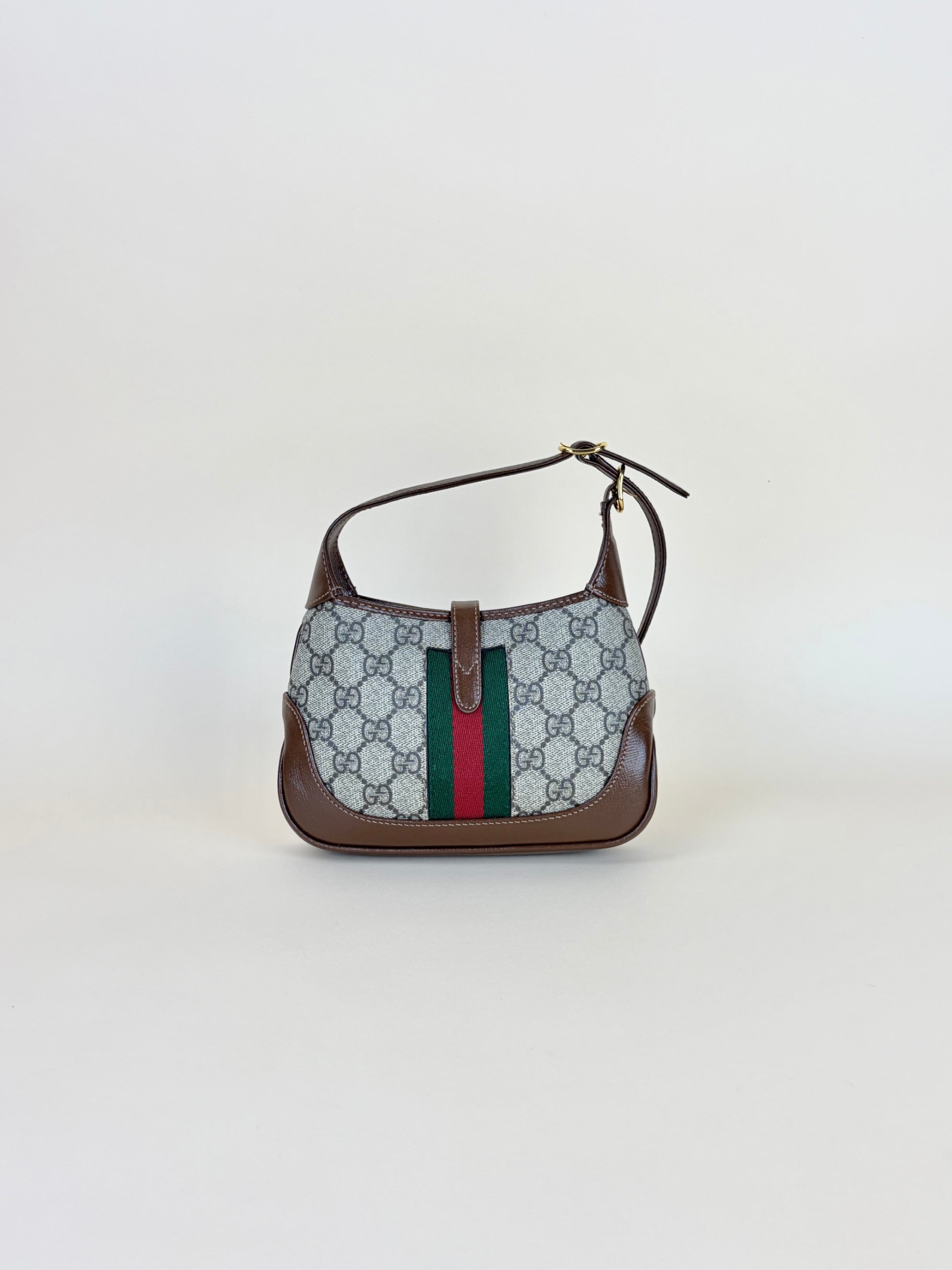 Gucci Bicolor GG Supreme Monogram Azalea Web Mini Jackie 1961 Hobo Sugar Crossbody Bag