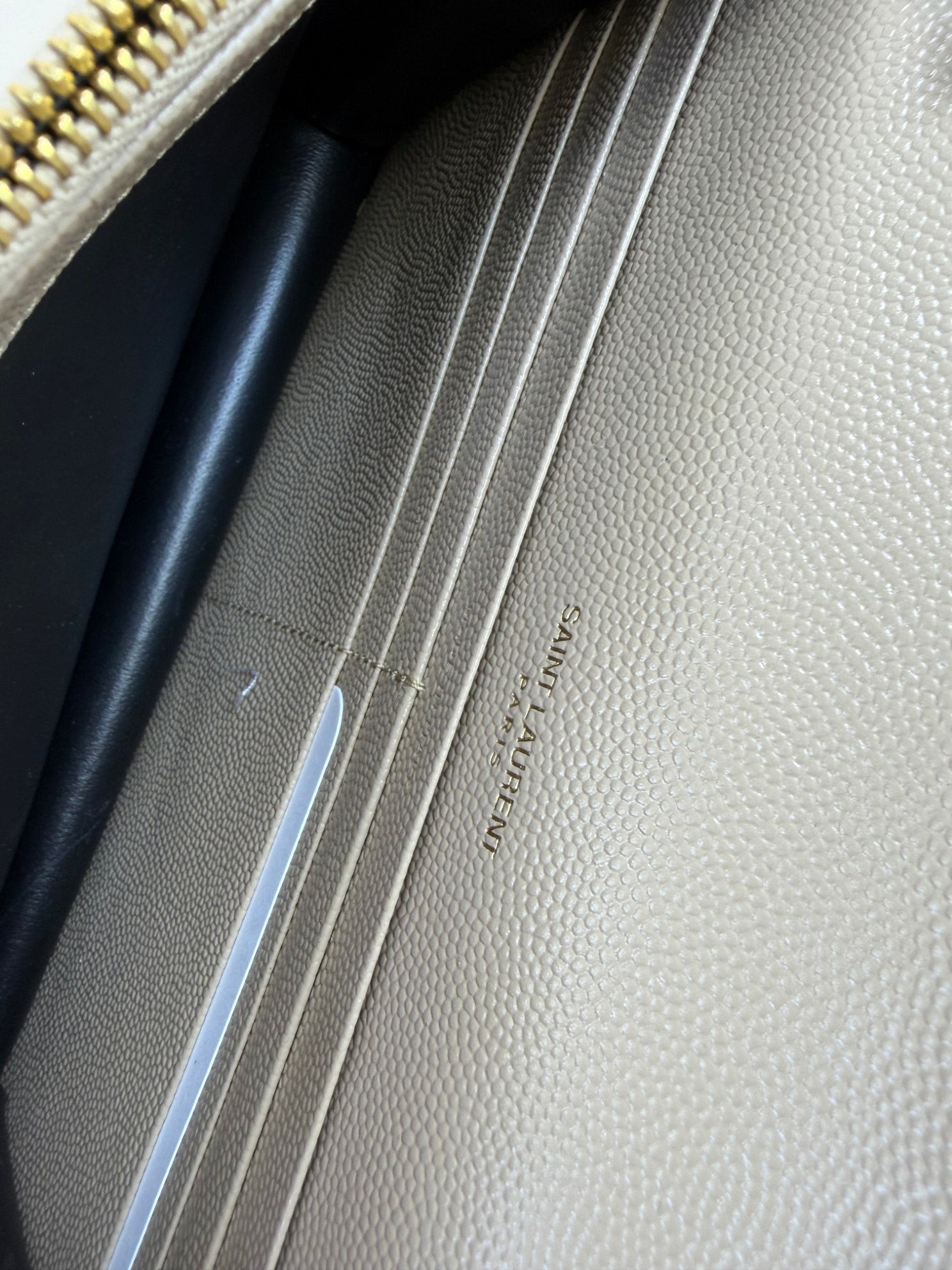 YSL Dark Beige Cassandre Envelope Wallet On Chain