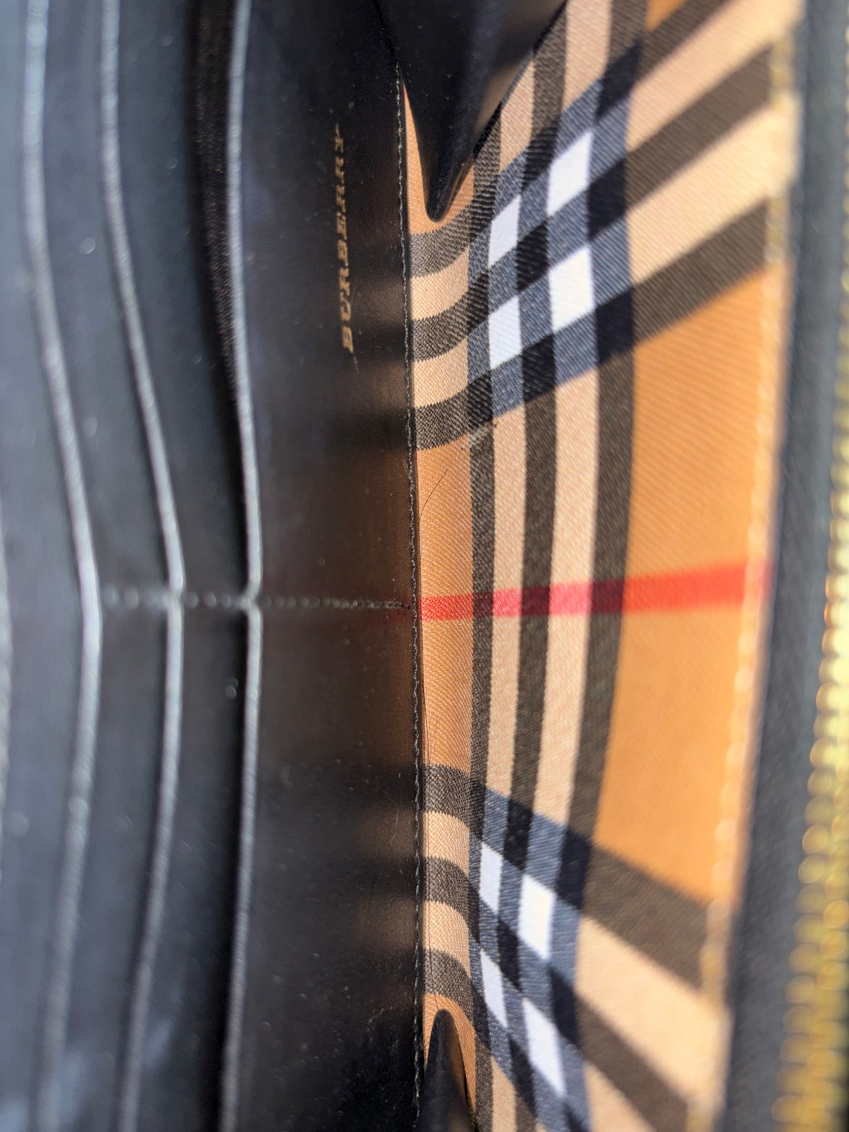 Burberry black/beige Vintage check elmore zip around long wallet
