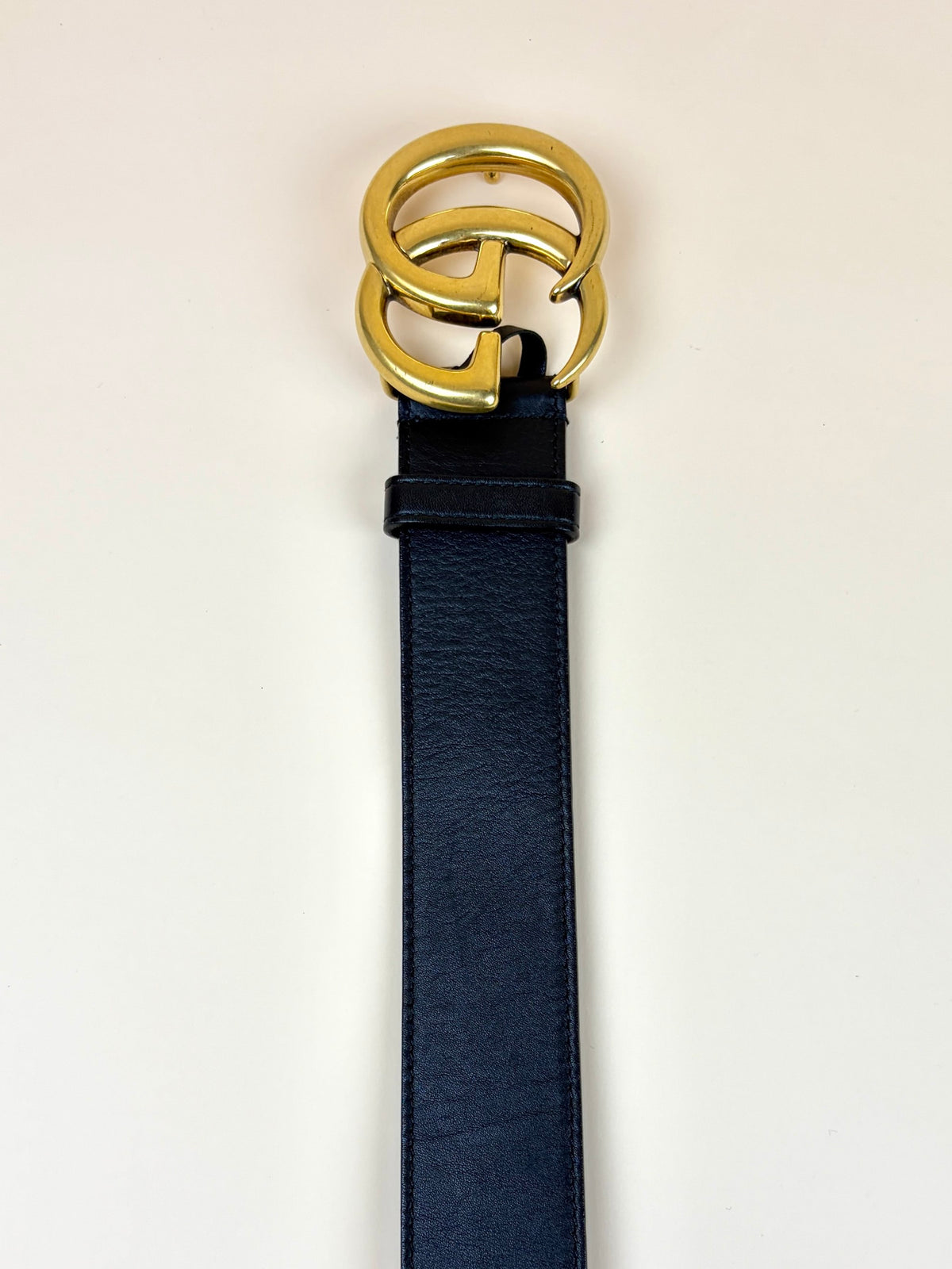 Gucci black leather gg marmont wide belt 40mm