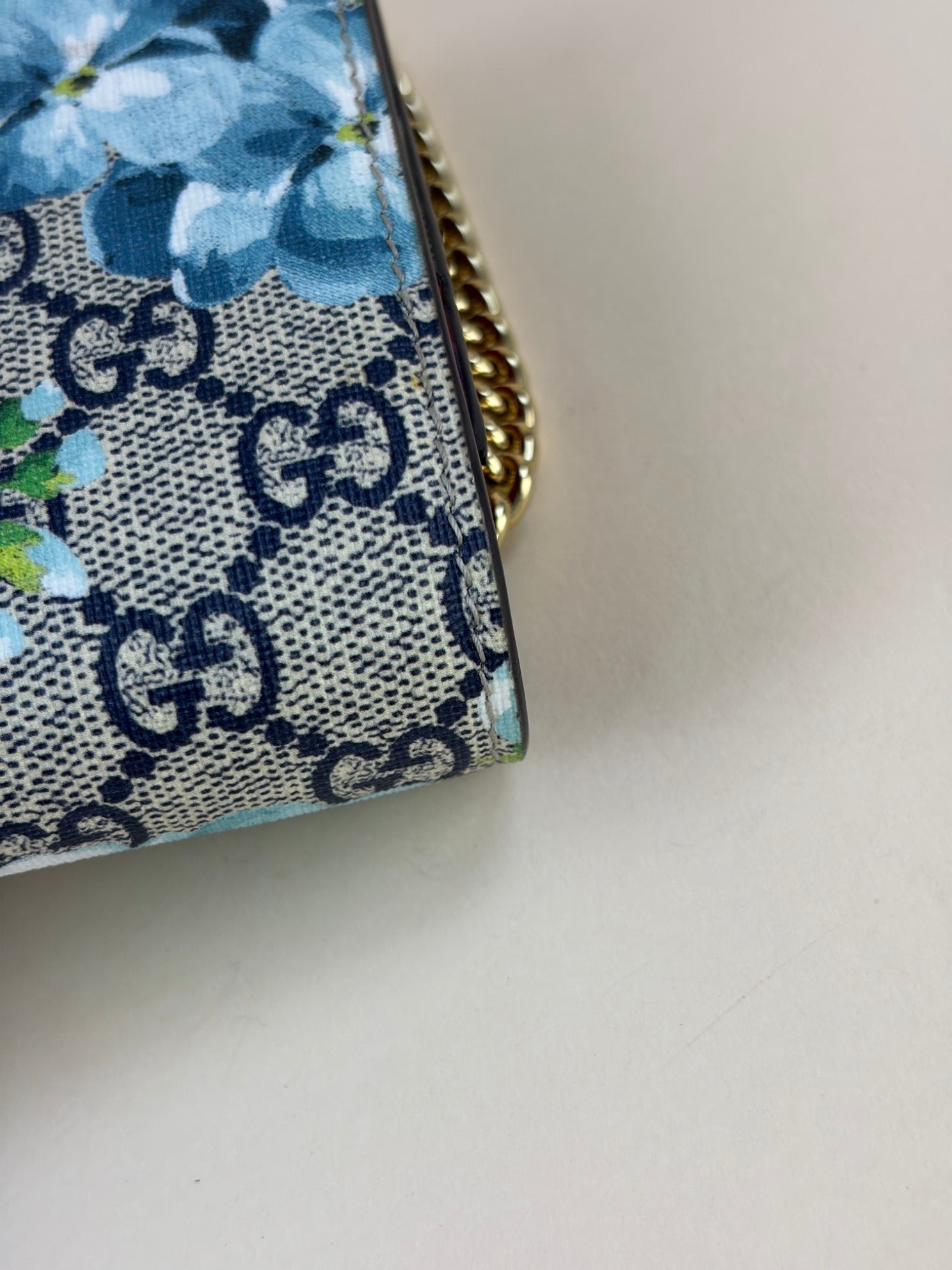 Gucci Blue Monogram GG Supreme Blooms WOC